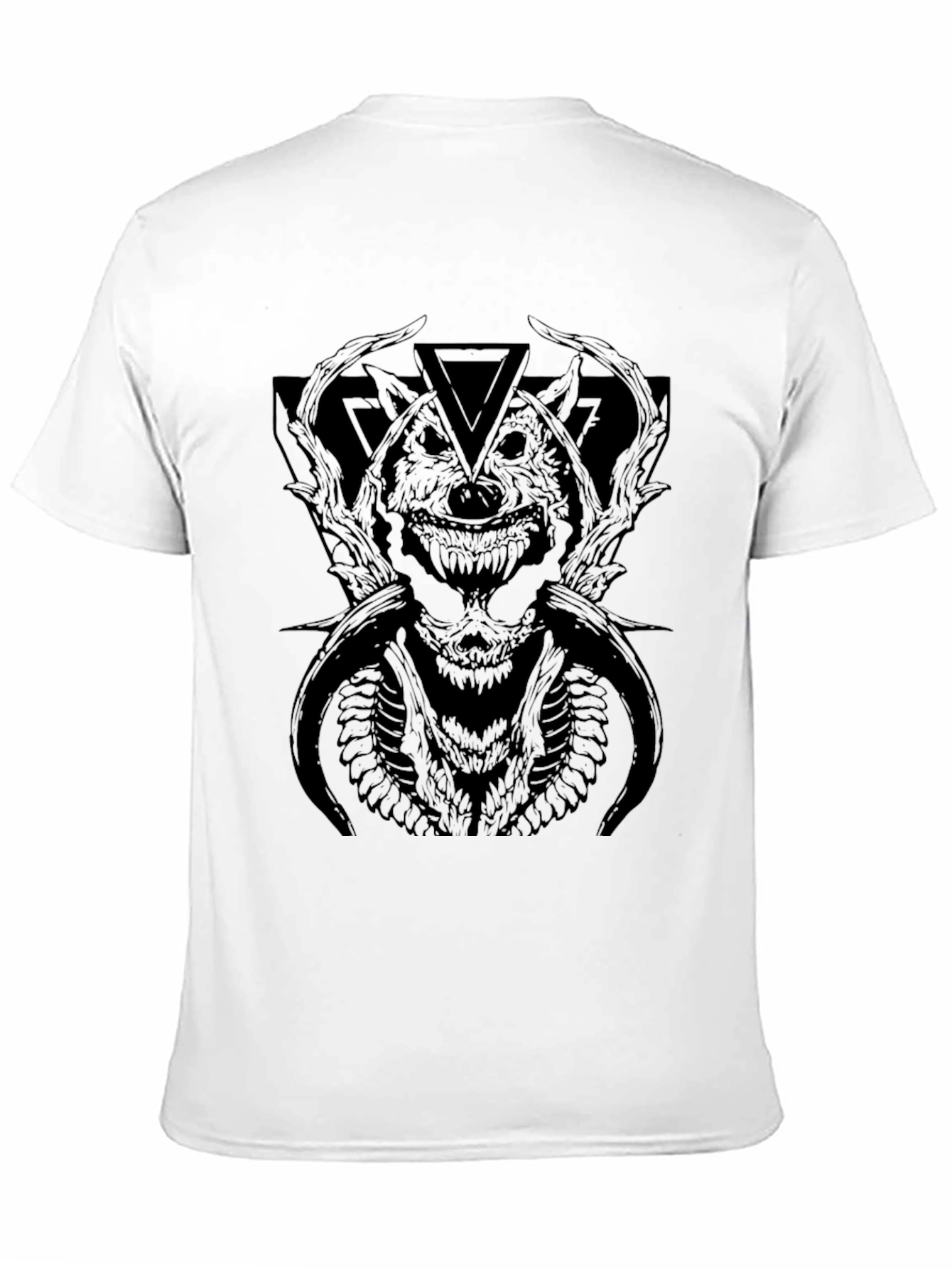 Mens Black Graphic Tee - Wolf Demon Design