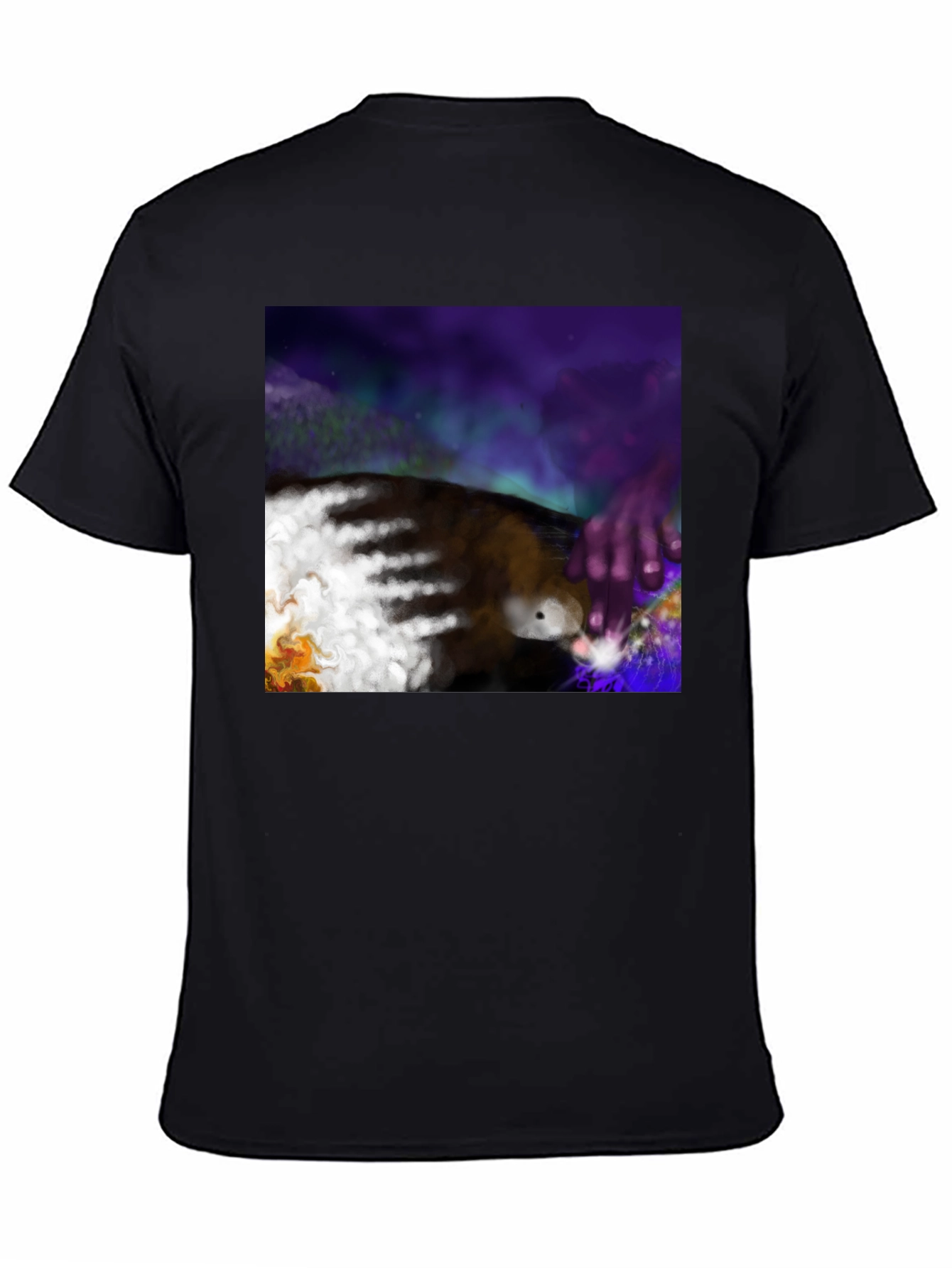 Artistic Aurora Borealis Graphic Tee - Black