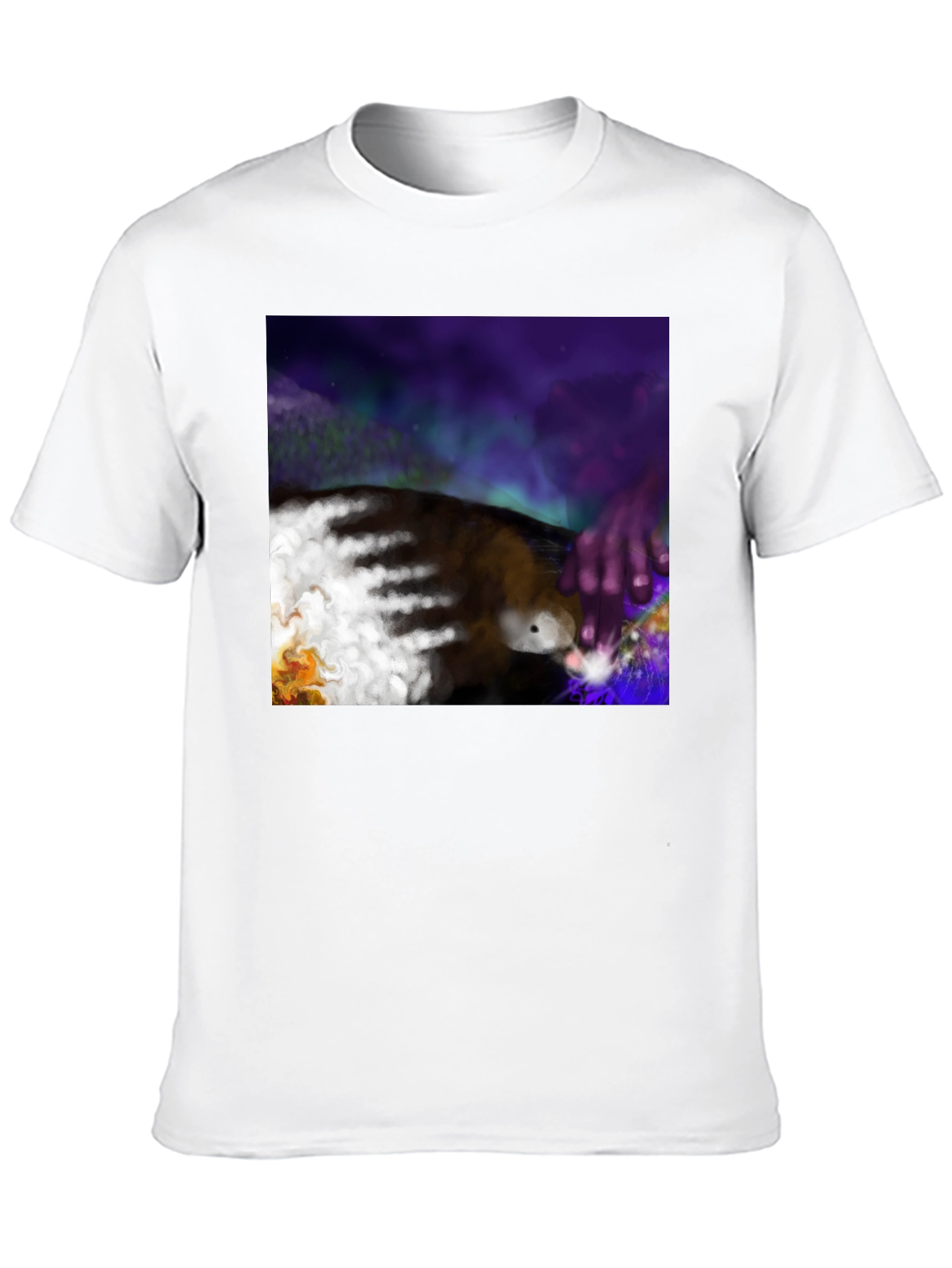 Artistic Aurora Borealis Graphic Tee - Black