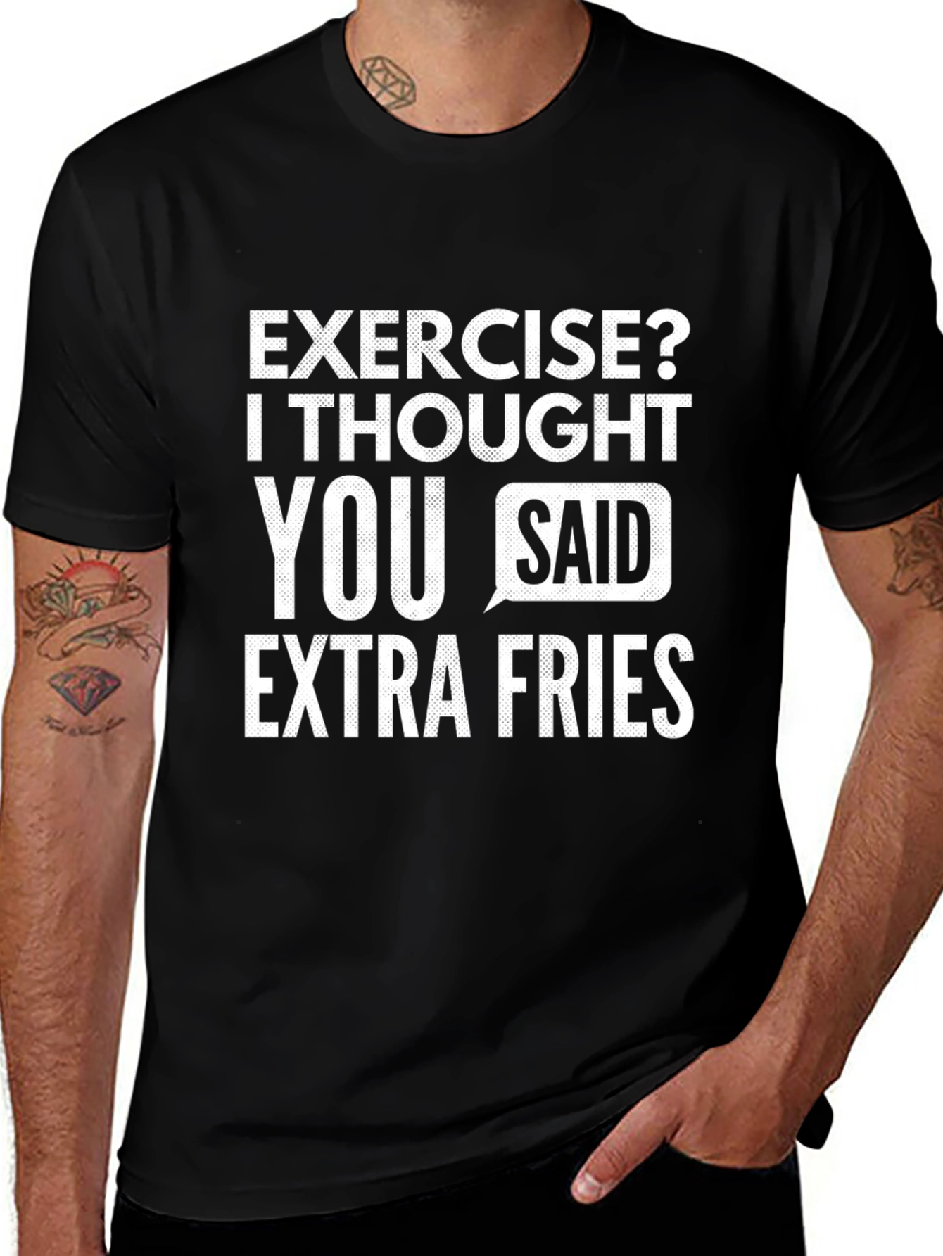Funny Extra Fries Black T-Shirt