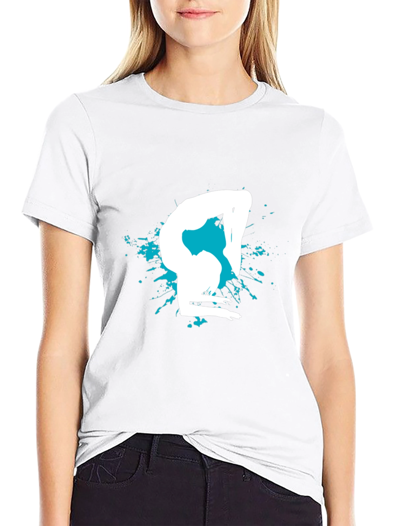 Gymnast Silhouette Graphic Tee - Black