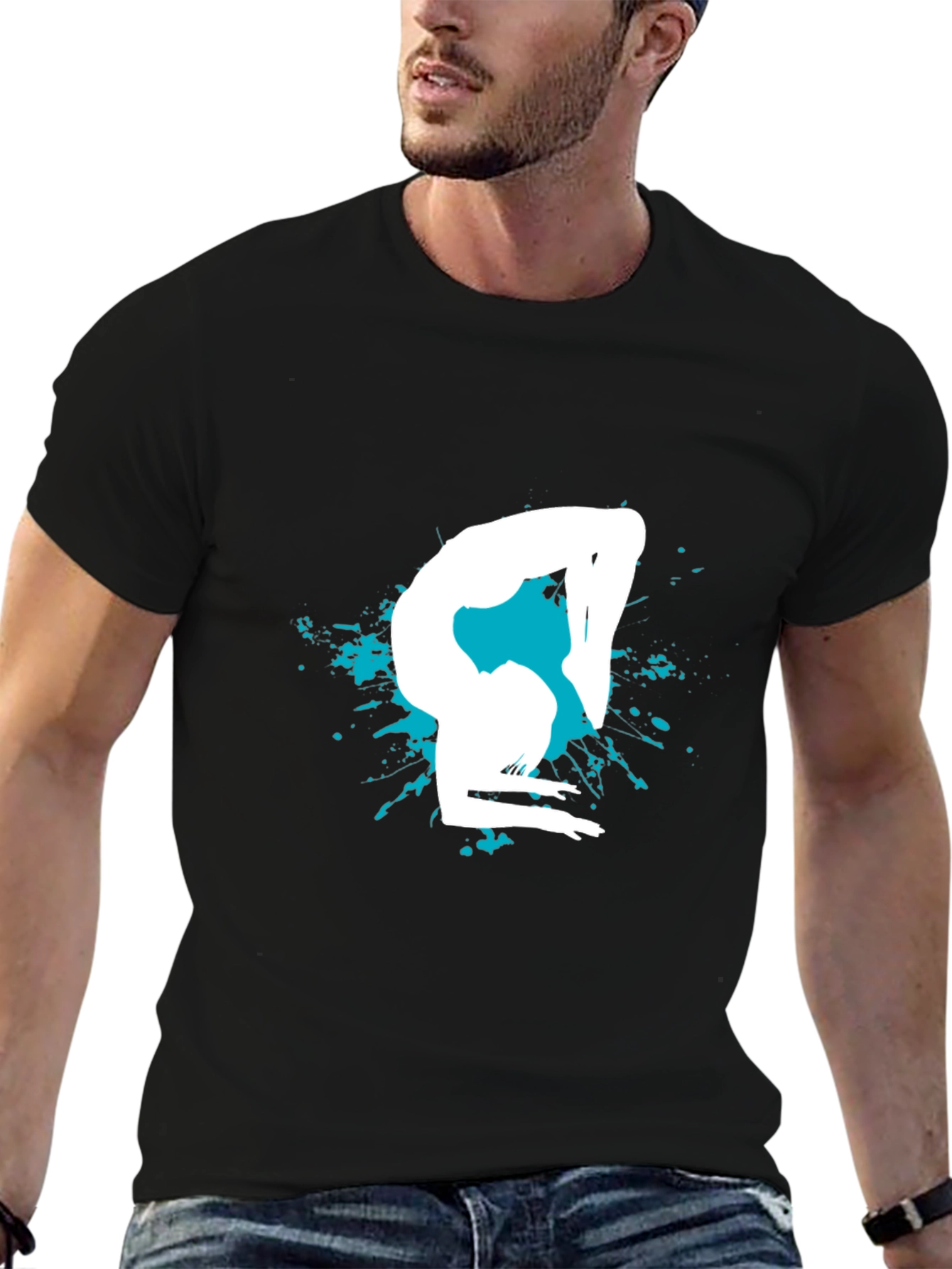 Gymnast Silhouette Graphic Tee - Black