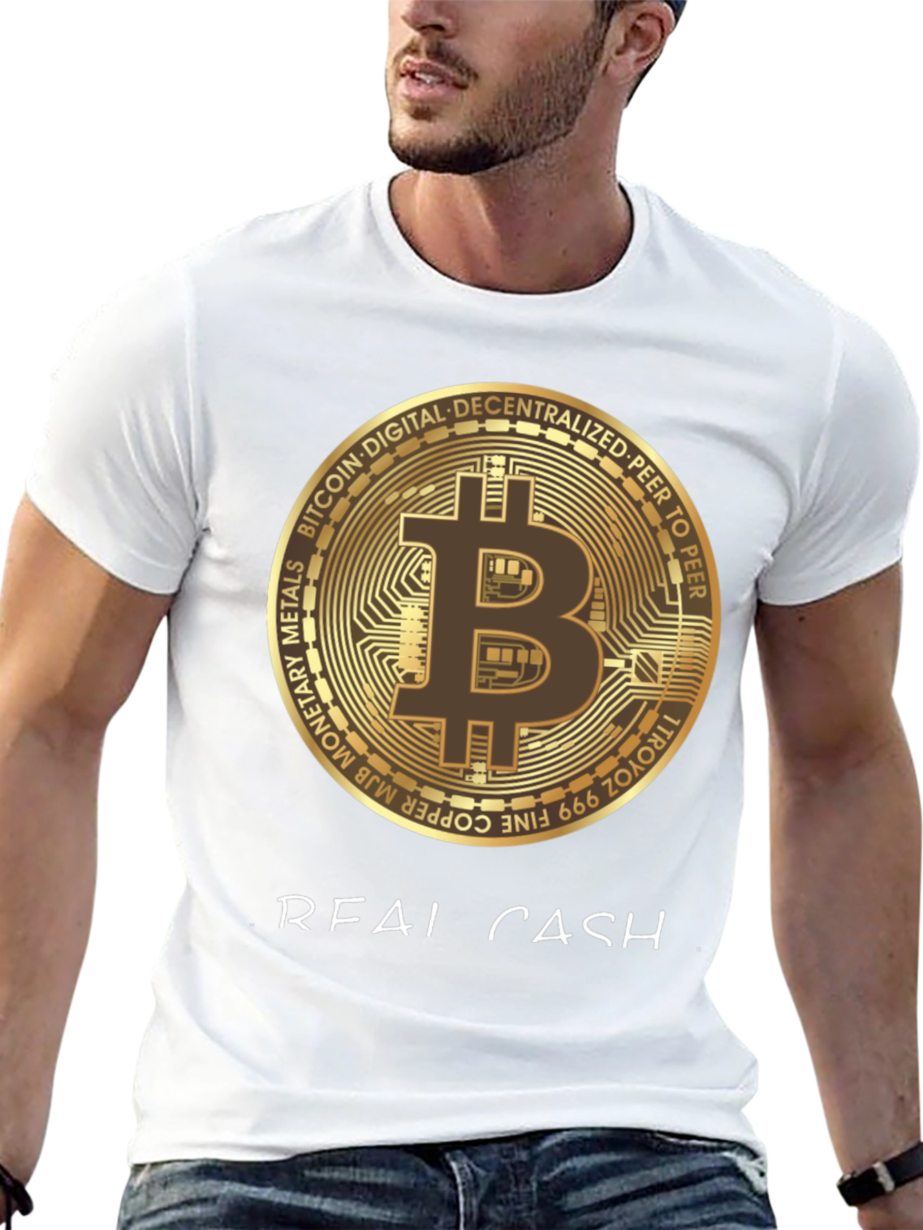 Bitcoin Crypto Real Cash Graphic T-Shirt