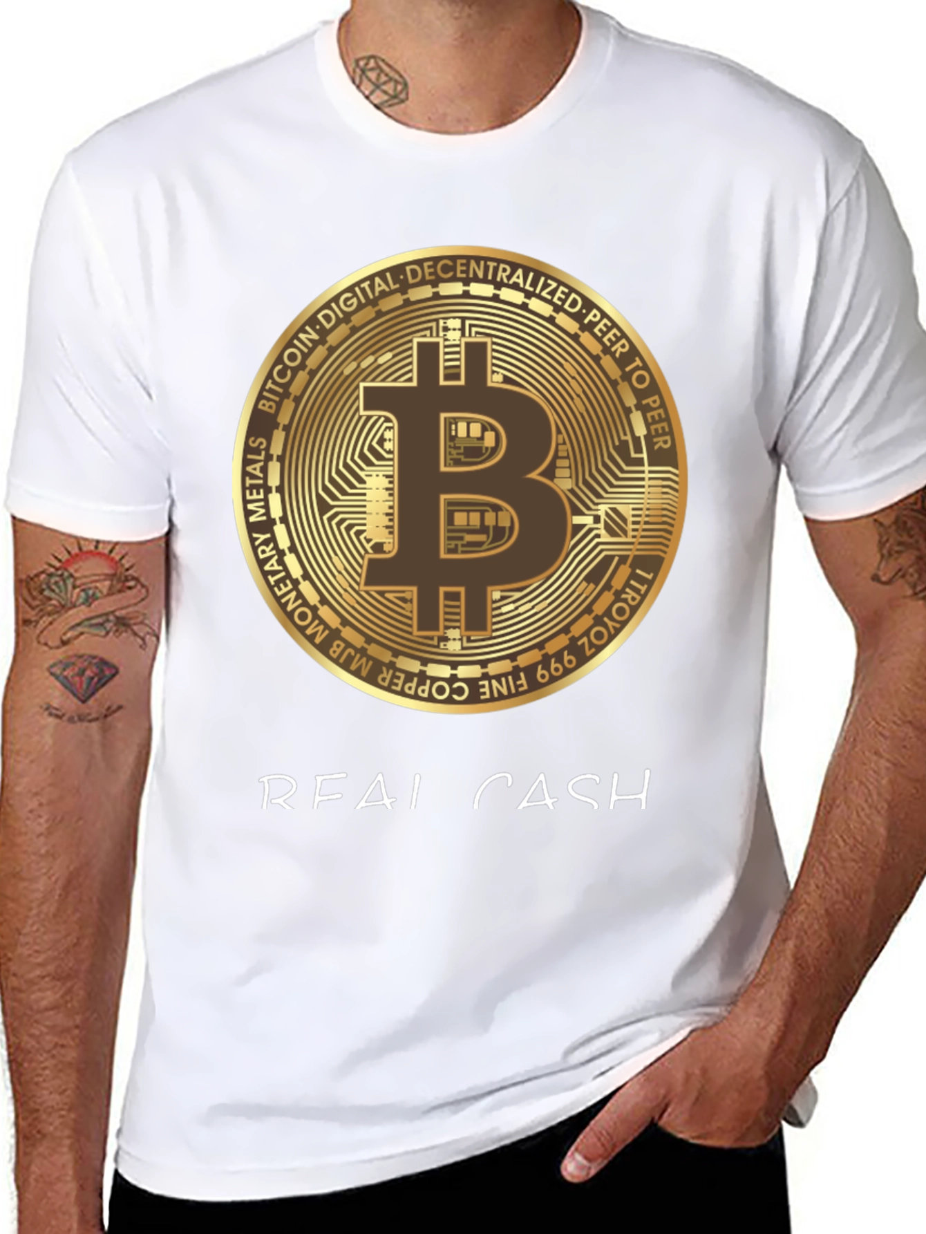Bitcoin Crypto Real Cash Graphic T-Shirt