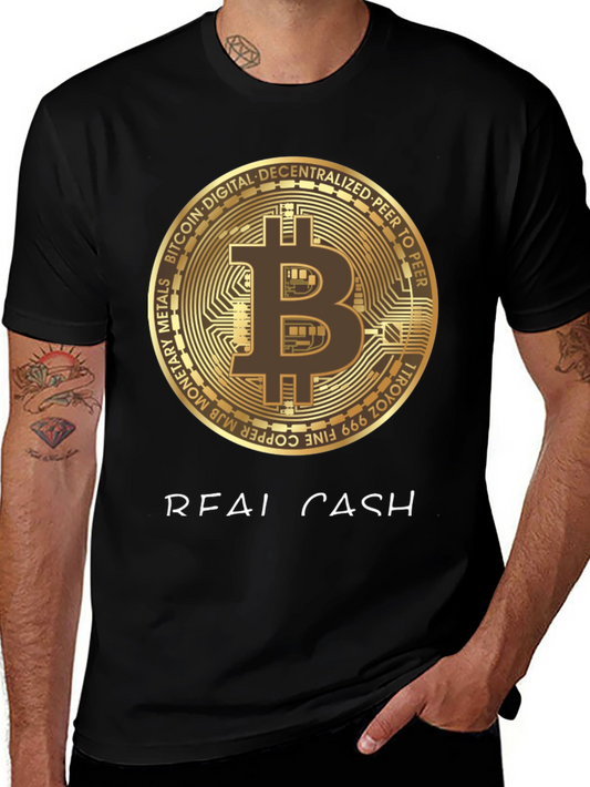 Bitcoin Crypto Real Cash Graphic T-Shirt