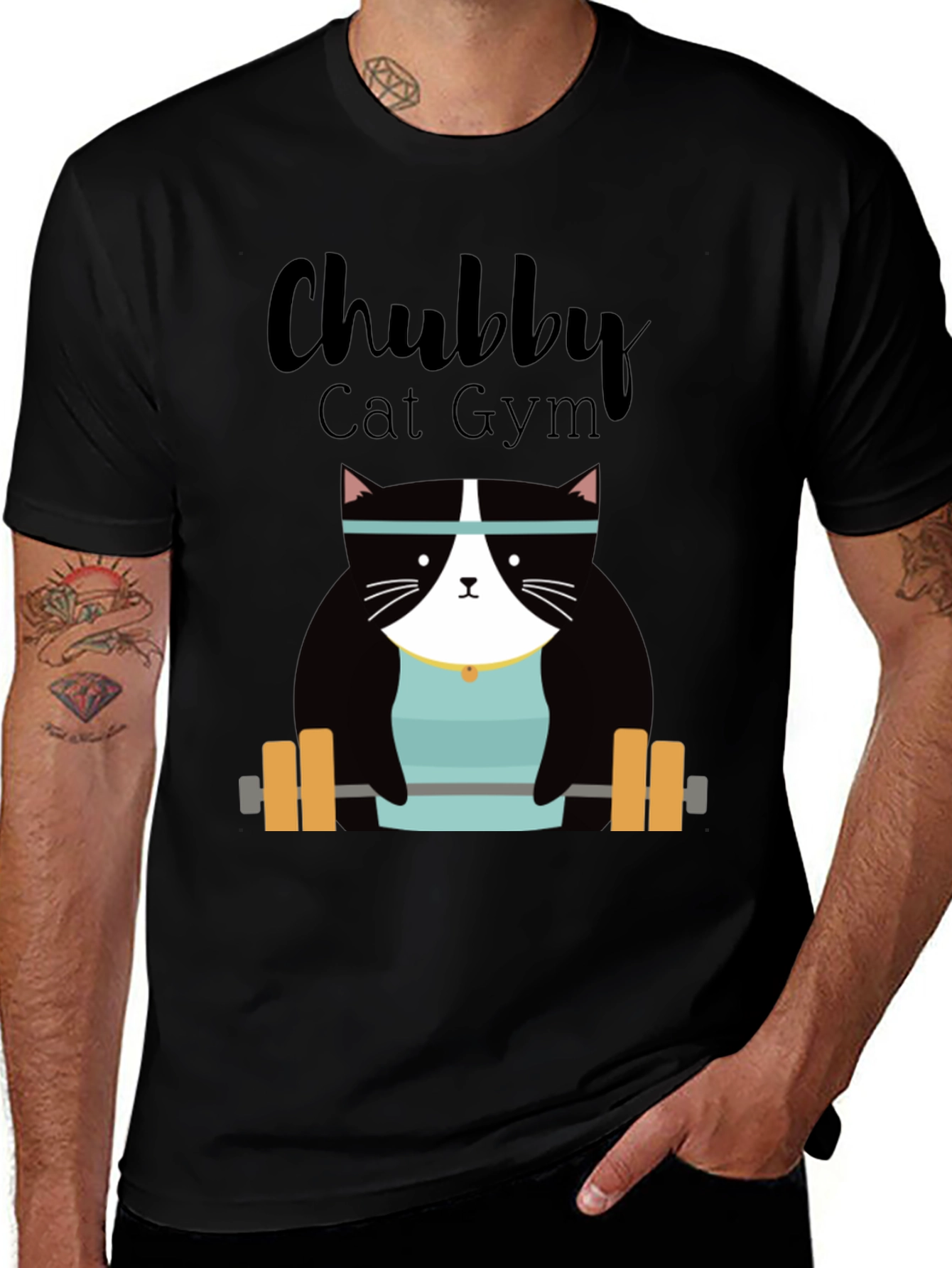 Chubby Cat Gym T-Shirt - Weightlifting Kitty Tee