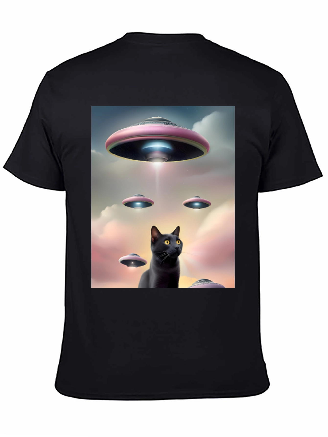 UFO Black Cat T-Shirt