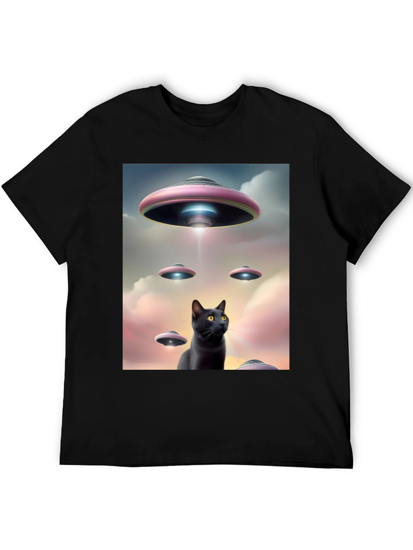 UFO Black Cat T-Shirt