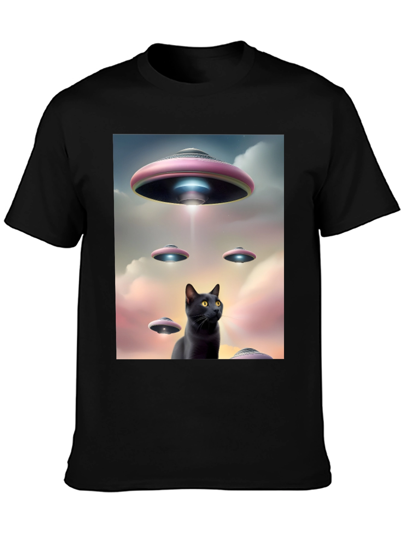 UFO Black Cat T-Shirt