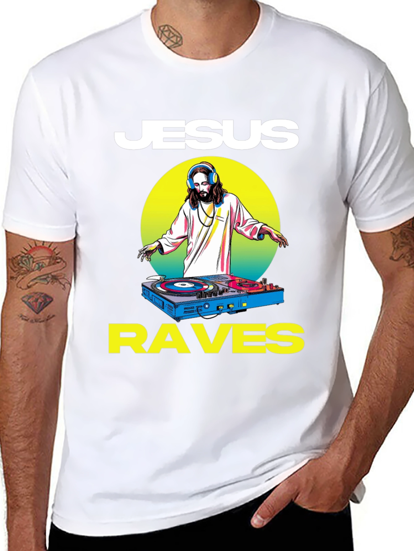 Jesus Raves Black Graphic Tee