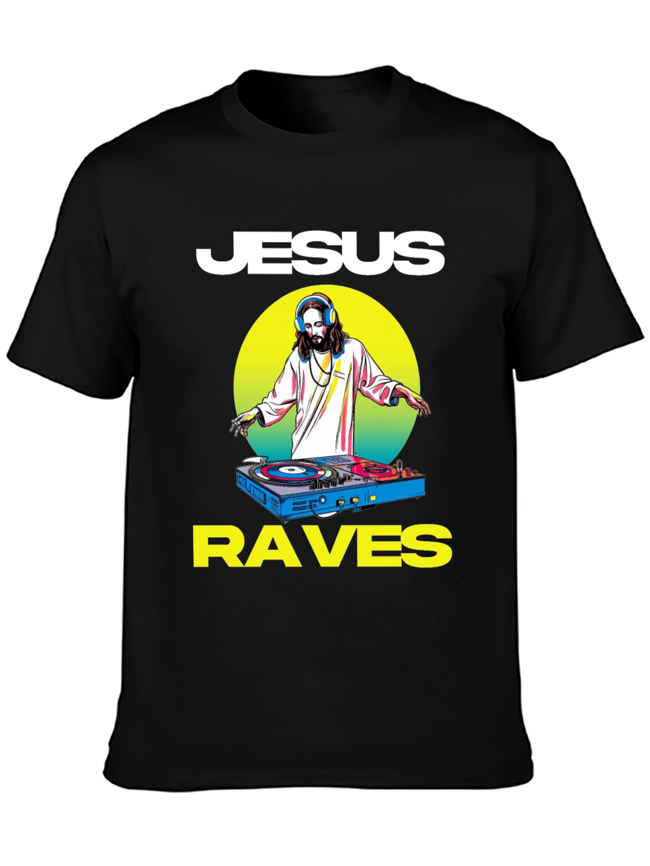 Jesus Raves Black Graphic Tee