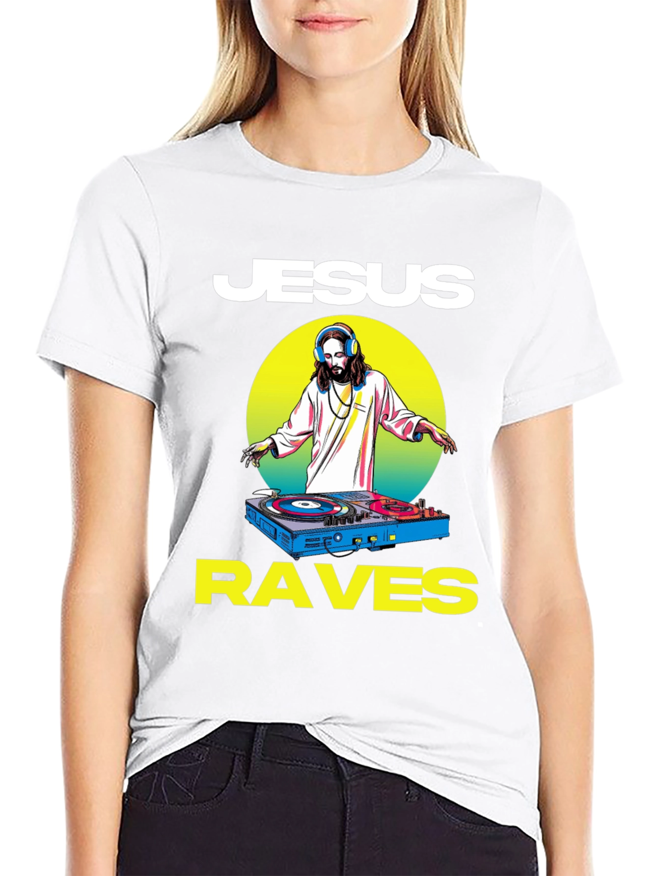 Jesus Raves Black Graphic Tee