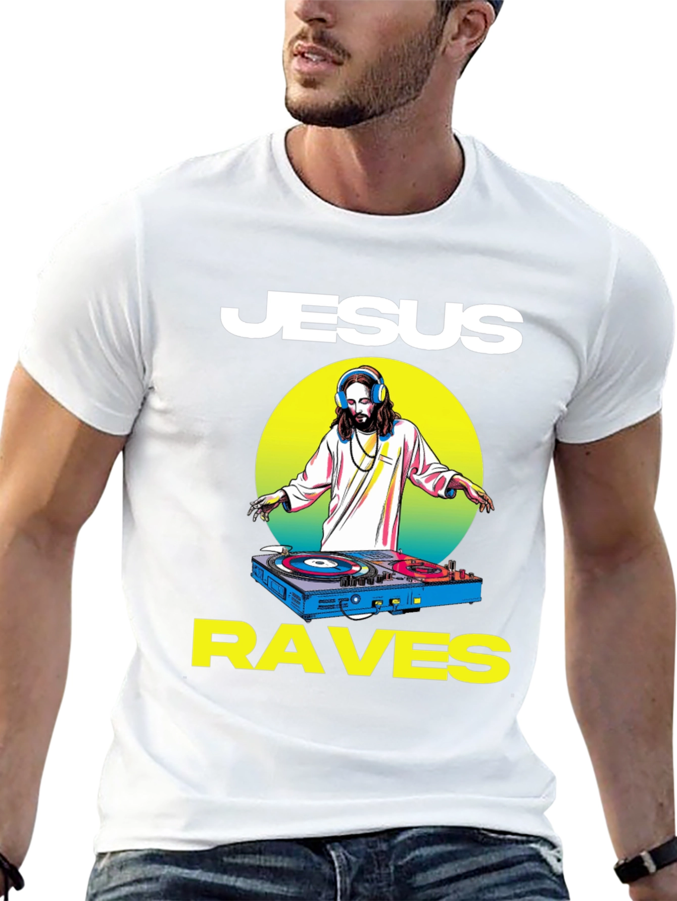 Jesus Raves Black Graphic Tee