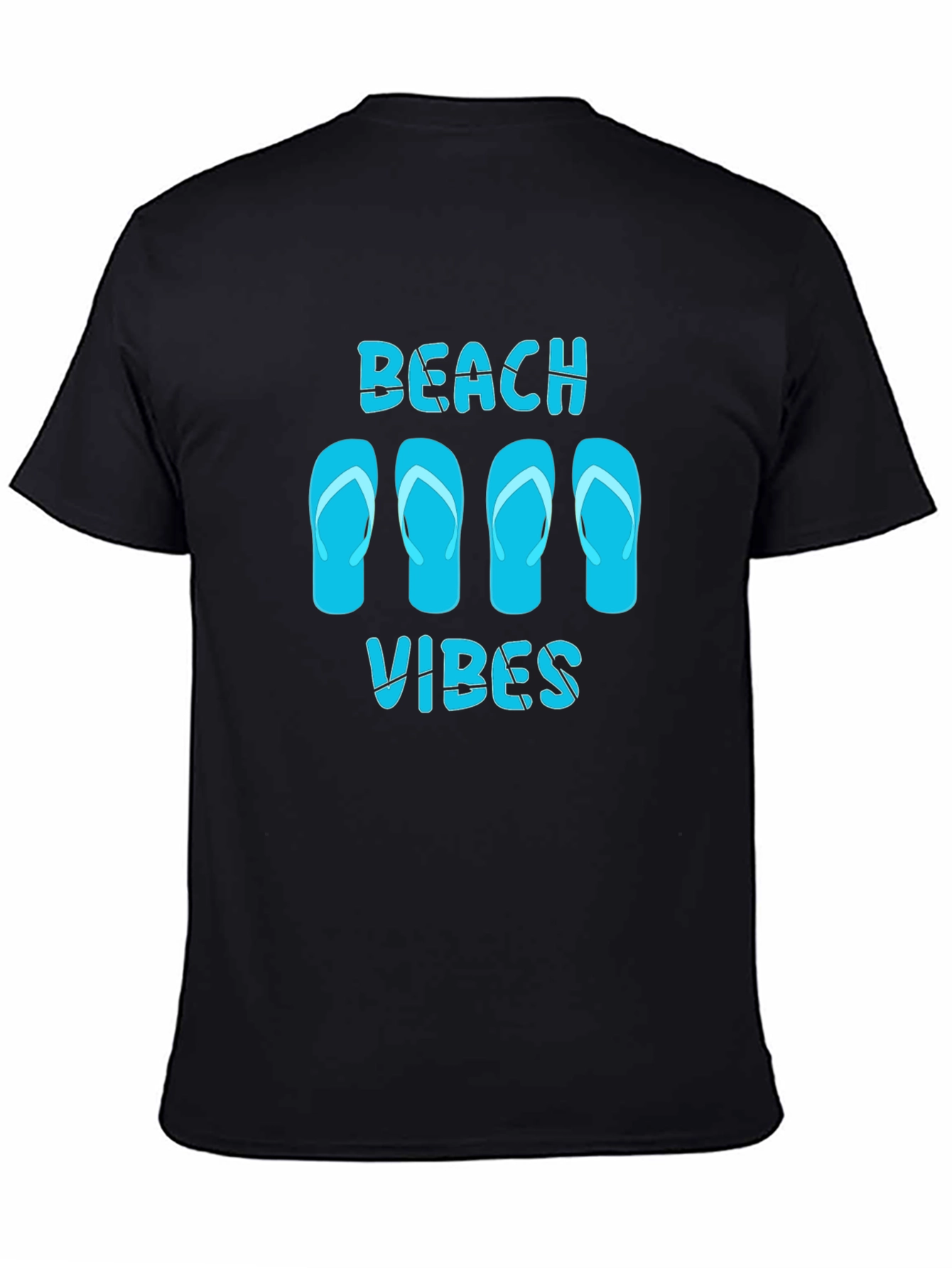 Beach Vibes Flip Flop Graphic Tee - Black