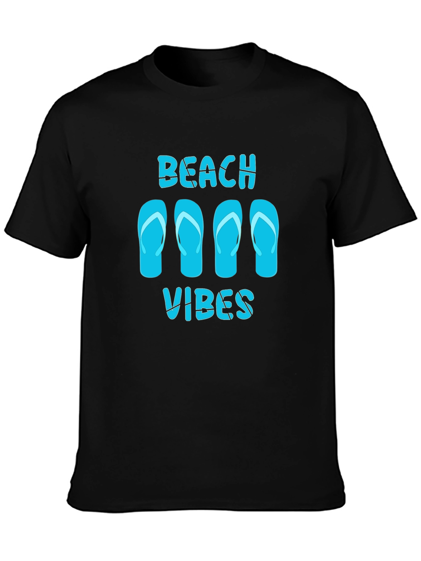 Beach Vibes Flip Flop Graphic Tee - Black