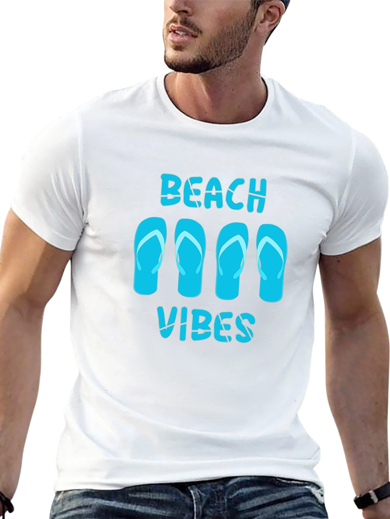 Beach Vibes Flip Flop Graphic Tee - Black