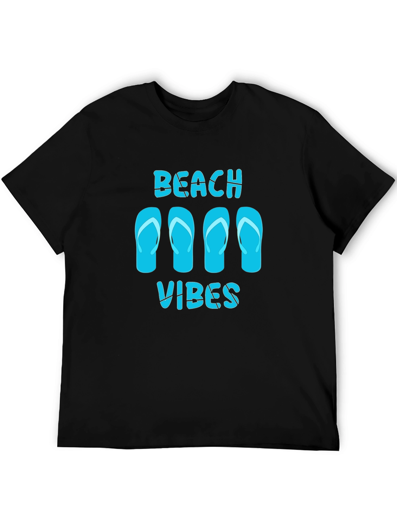 Beach Vibes Flip Flop Graphic Tee - Black