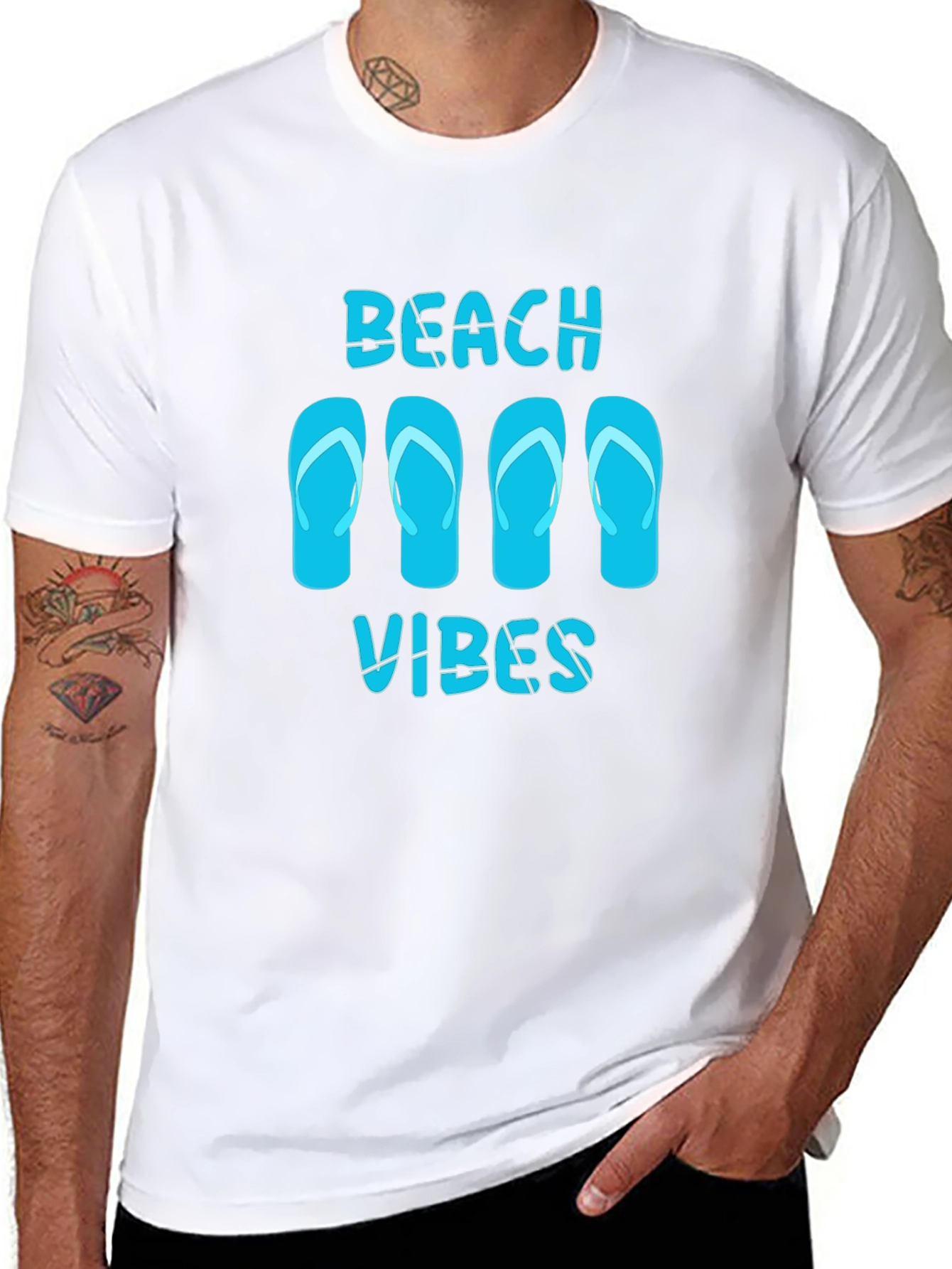 Beach Vibes Flip Flop Graphic Tee - Black