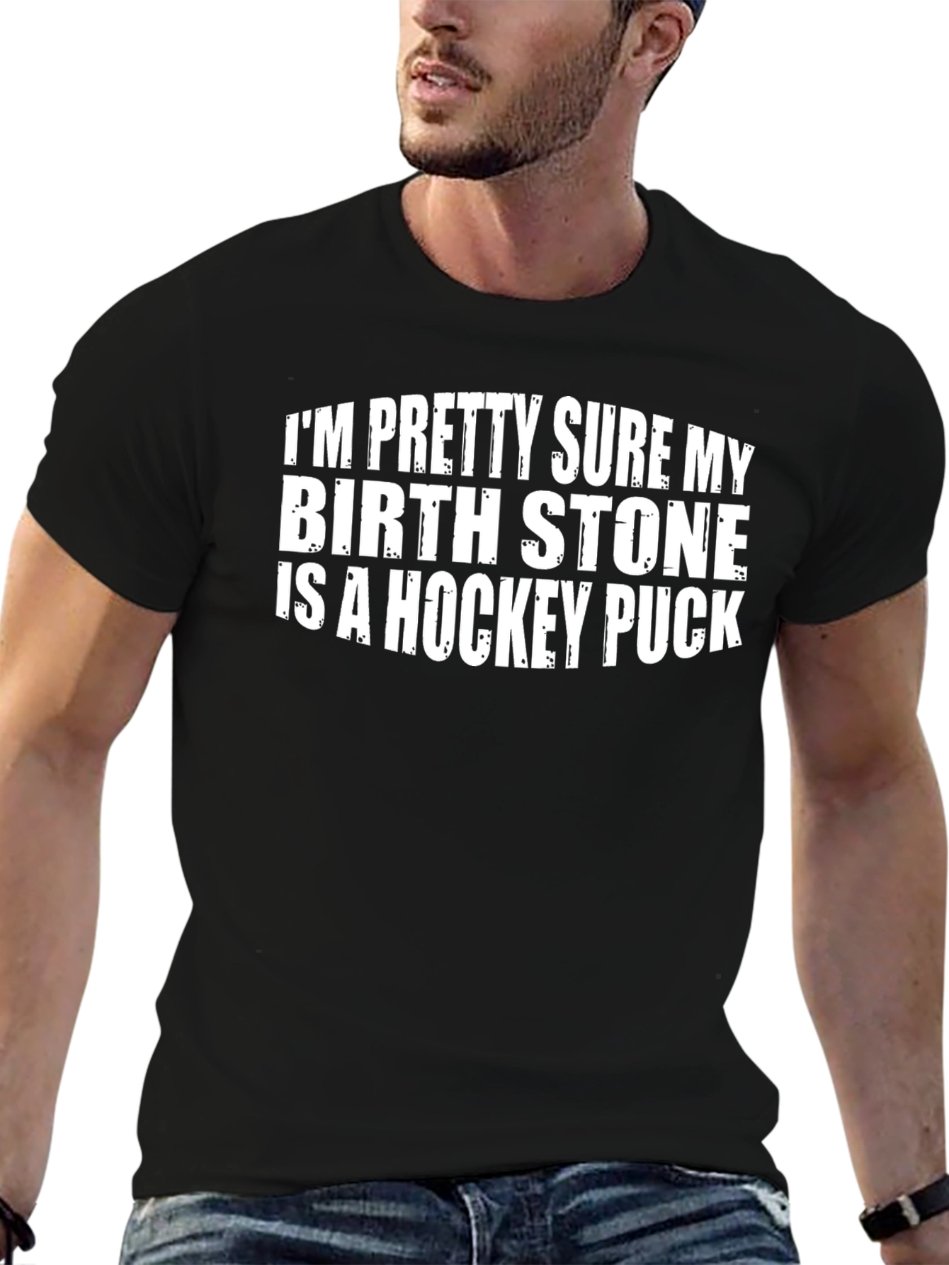Hockey Puck Birthstone T-Shirt Funny Hockey Player Gift