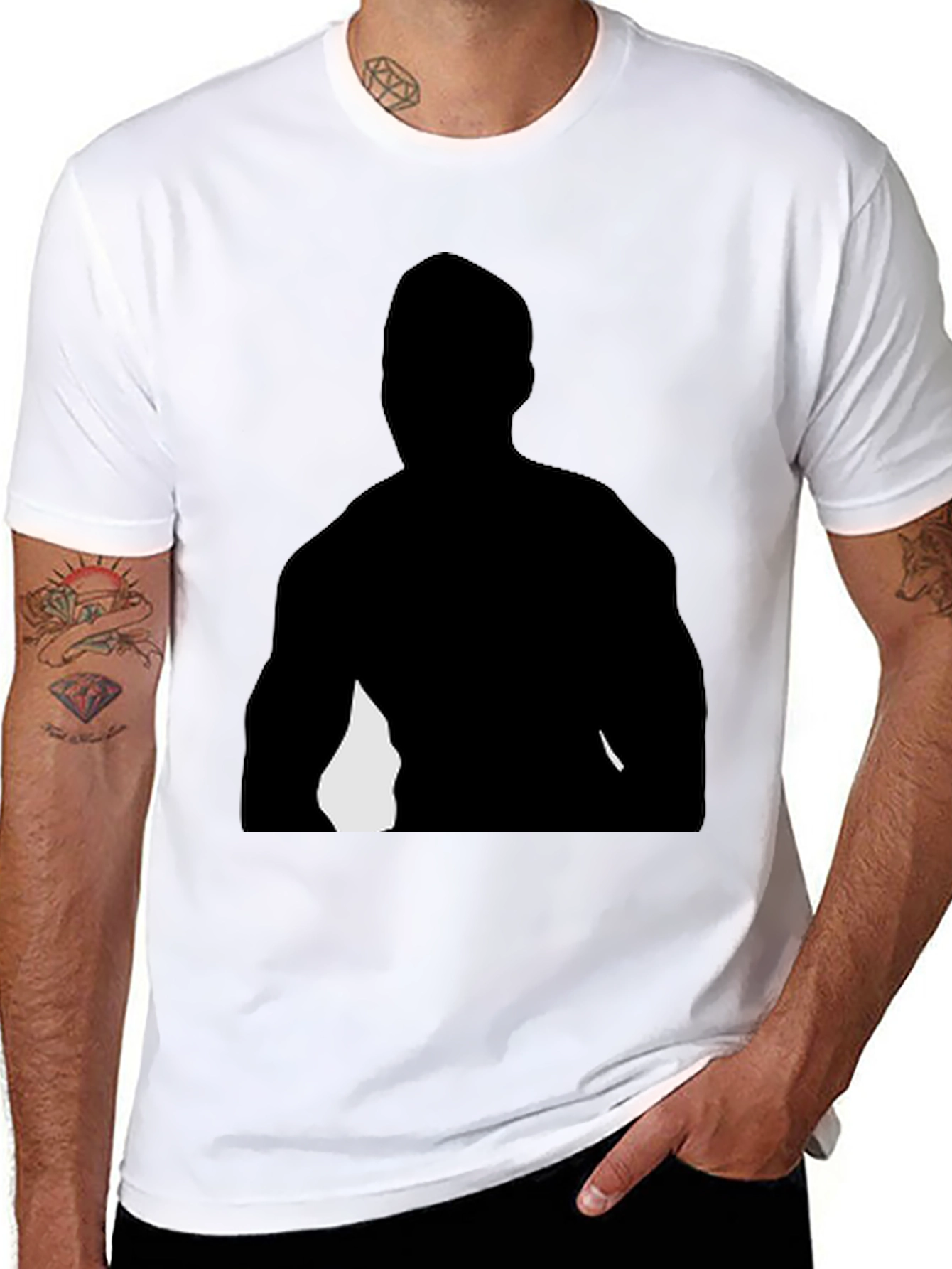 Black Graphic T-Shirt - Mystery Silhouette Design