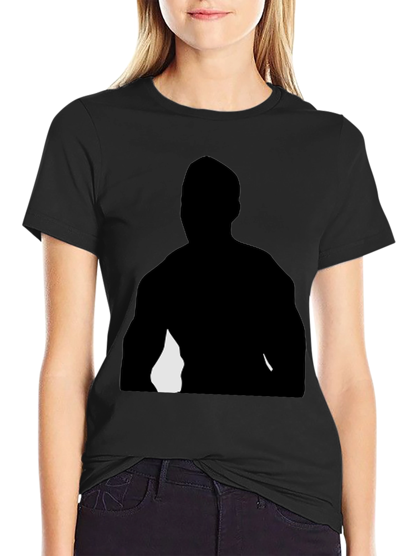 Black Graphic T-Shirt - Mystery Silhouette Design