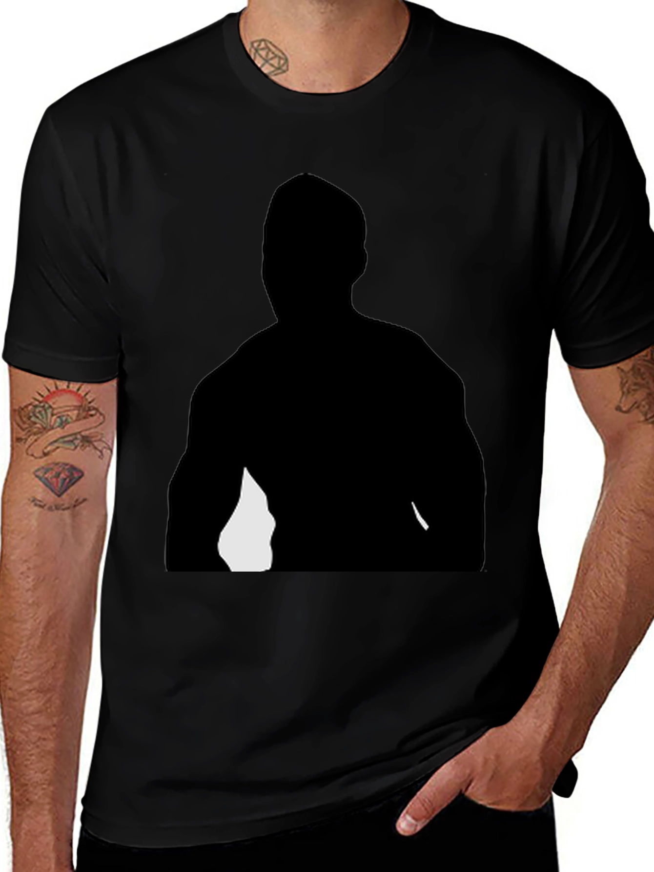 Black Graphic T-Shirt - Mystery Silhouette Design