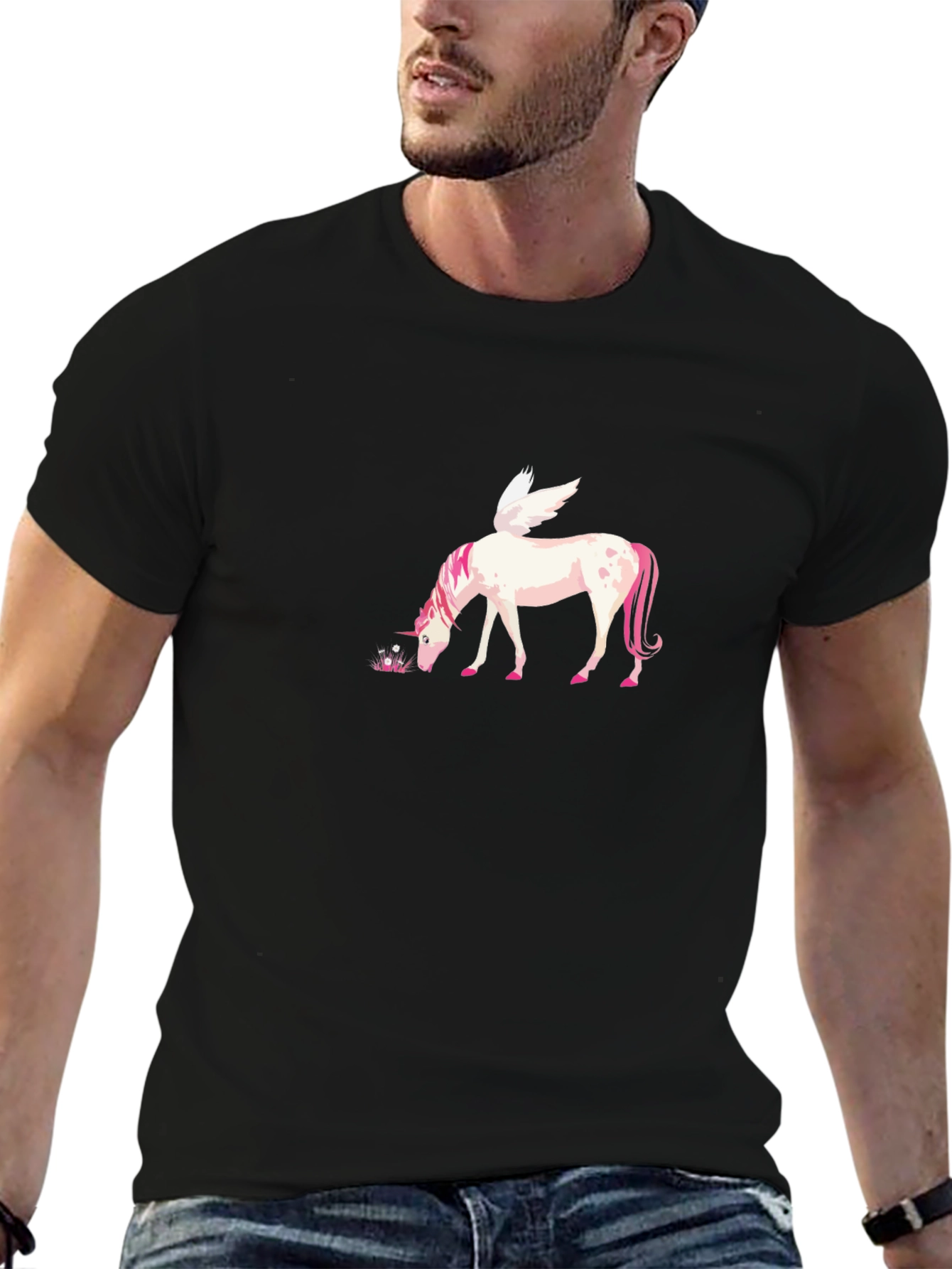 Unicorn Pegasus Graphic Black T-Shirt