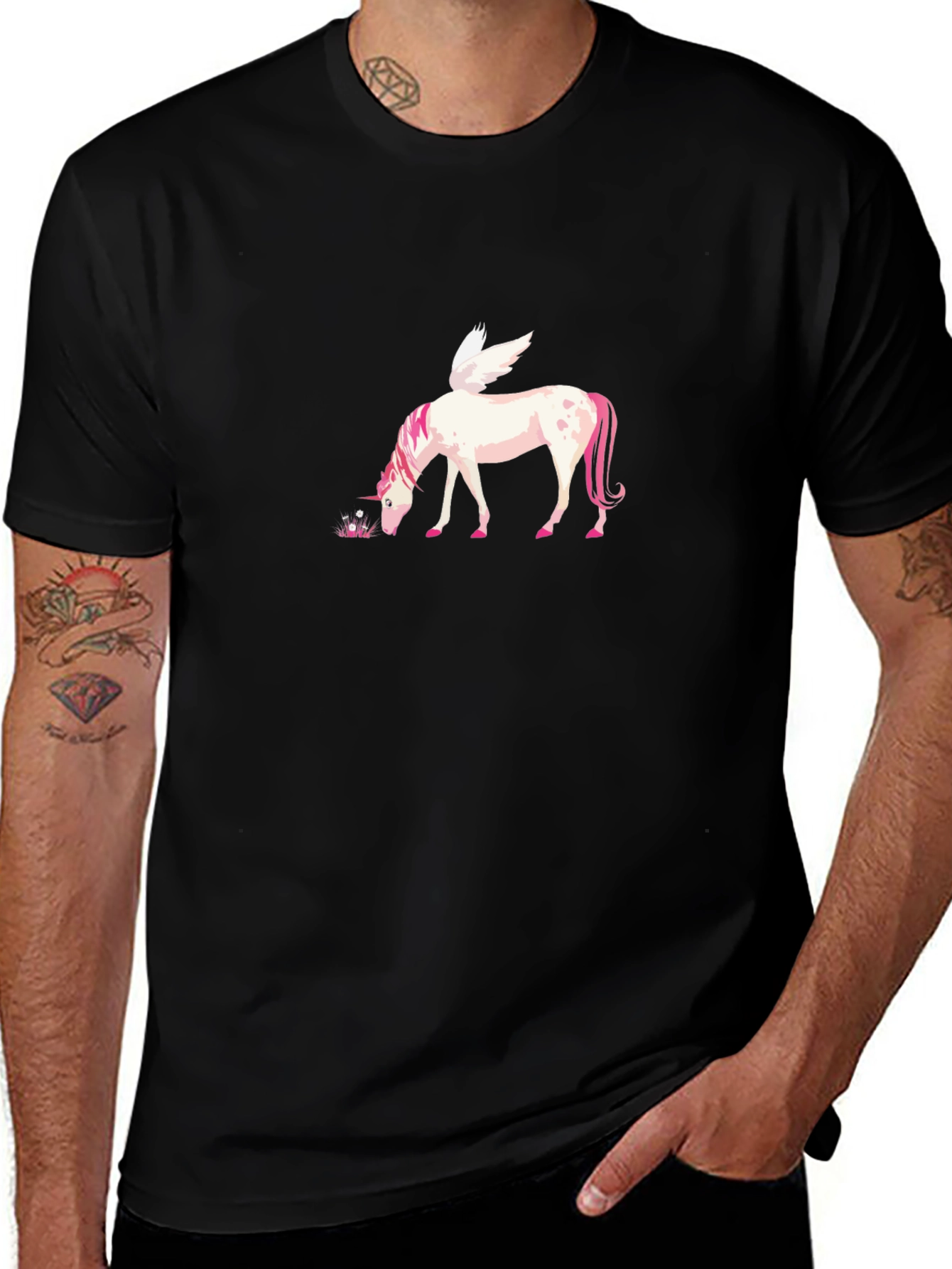 Unicorn Pegasus Graphic Black T-Shirt