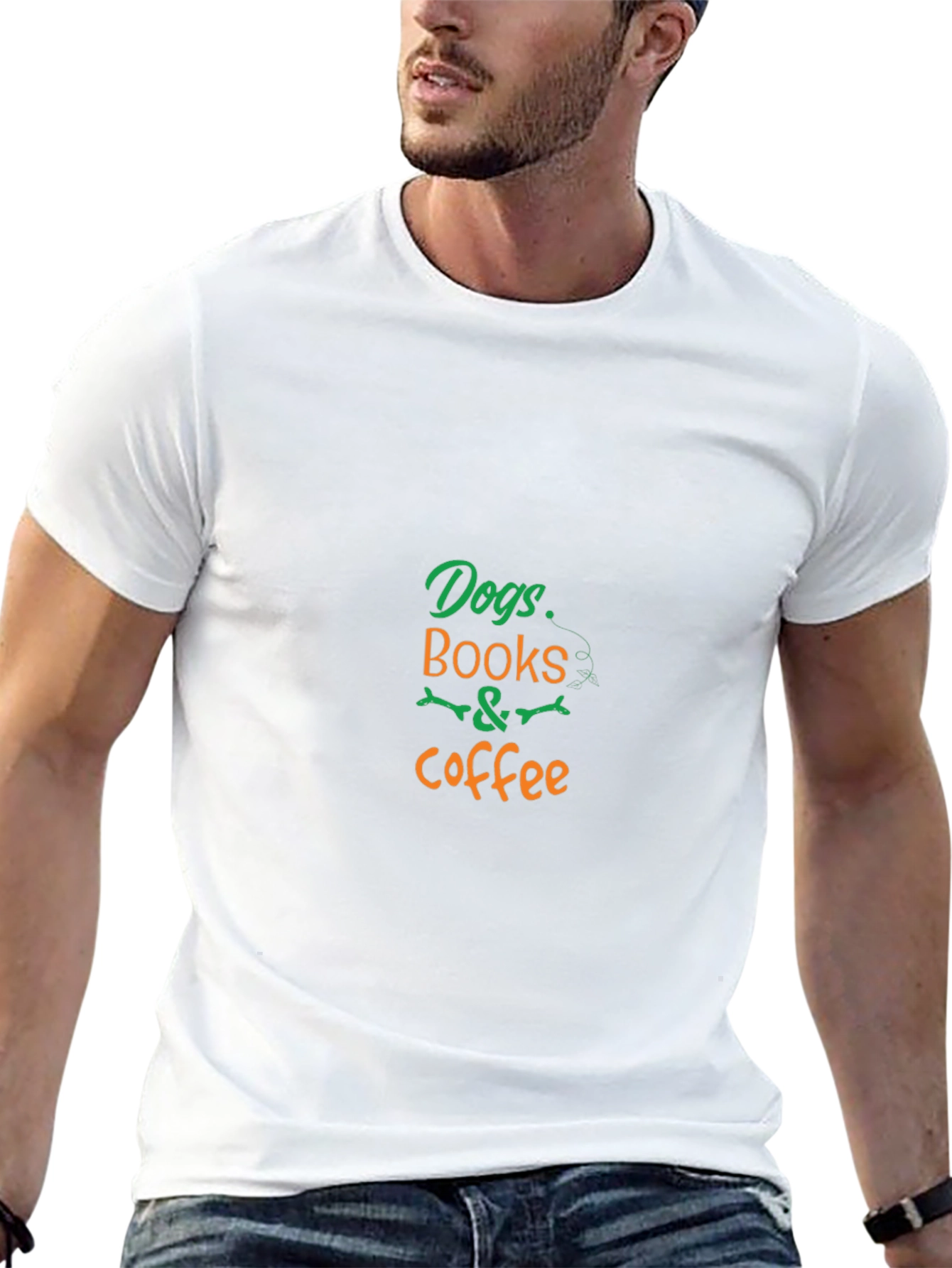 Dogs Books & Coffee Graphic T-Shirt