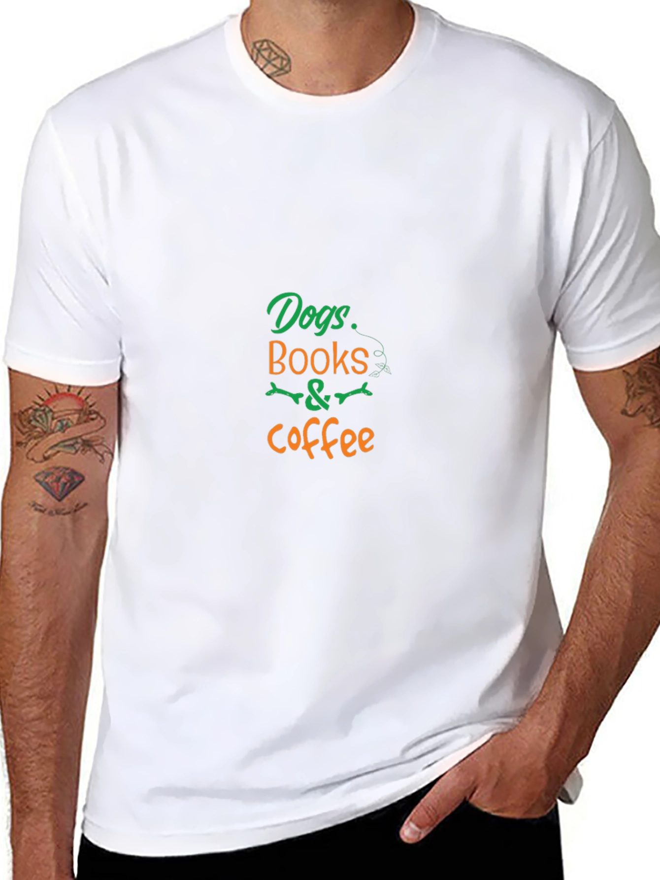 Dogs Books & Coffee Graphic T-Shirt