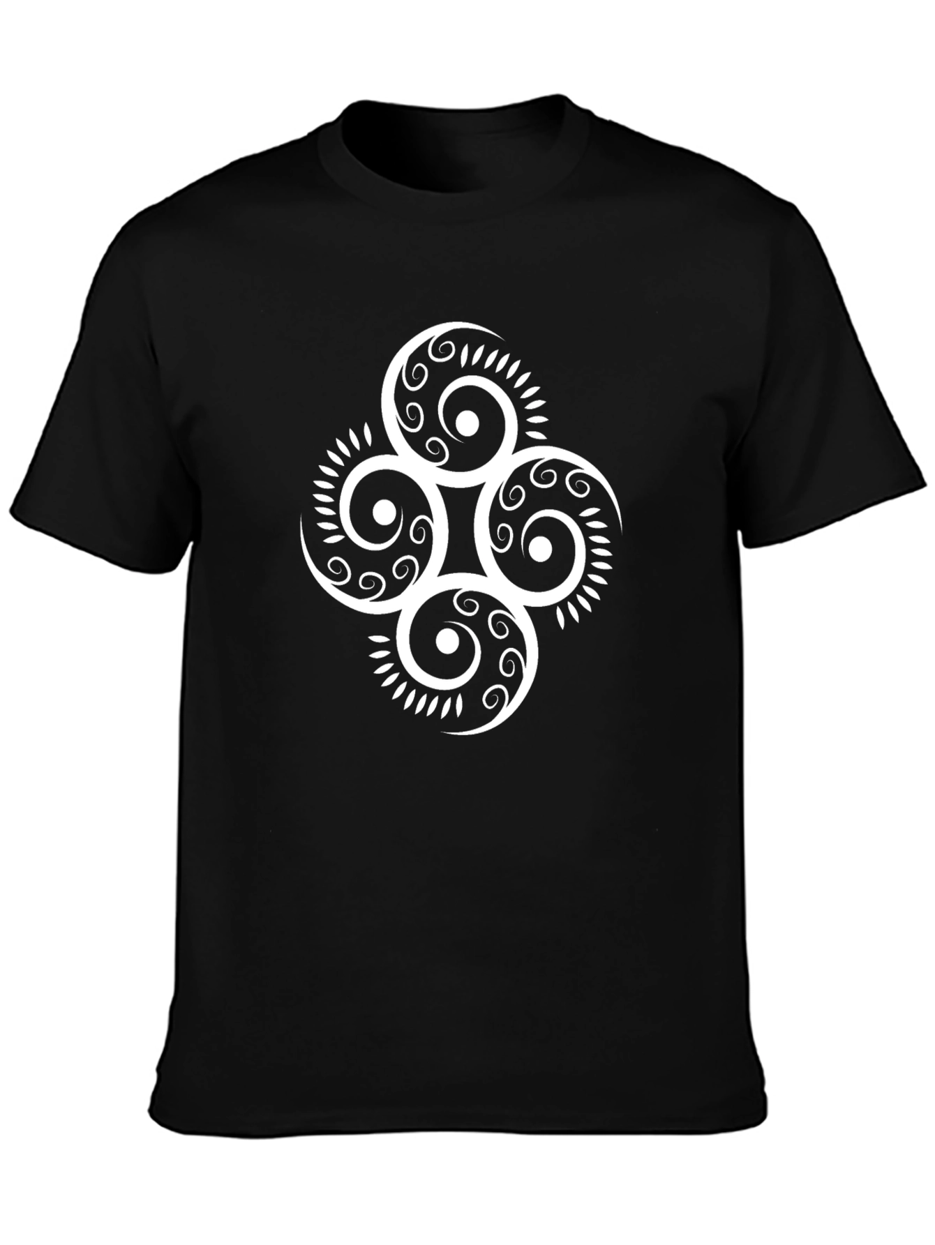 Abstract Swirl Graphic Print Black T-Shirt