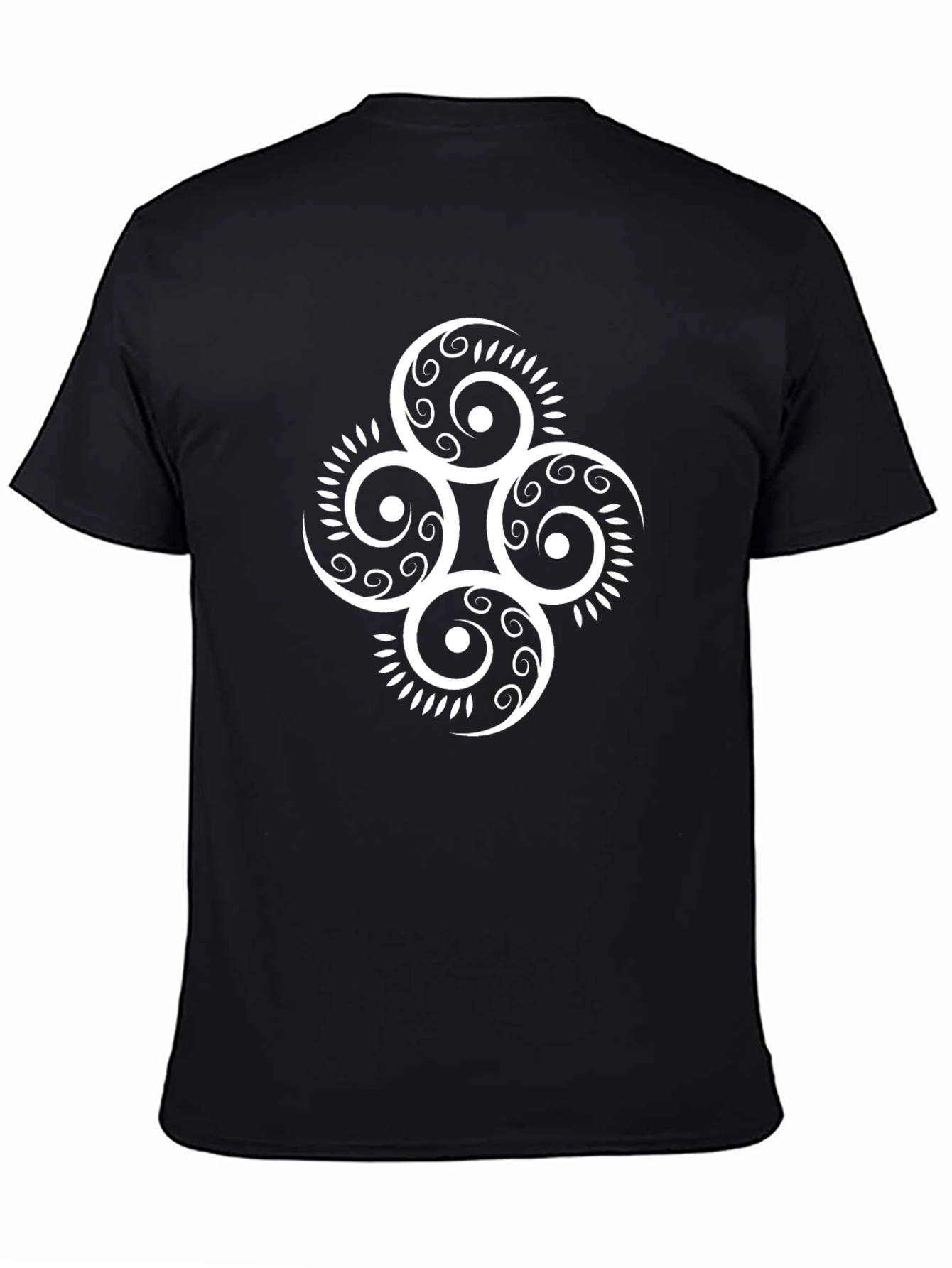 Abstract Swirl Graphic Print Black T-Shirt