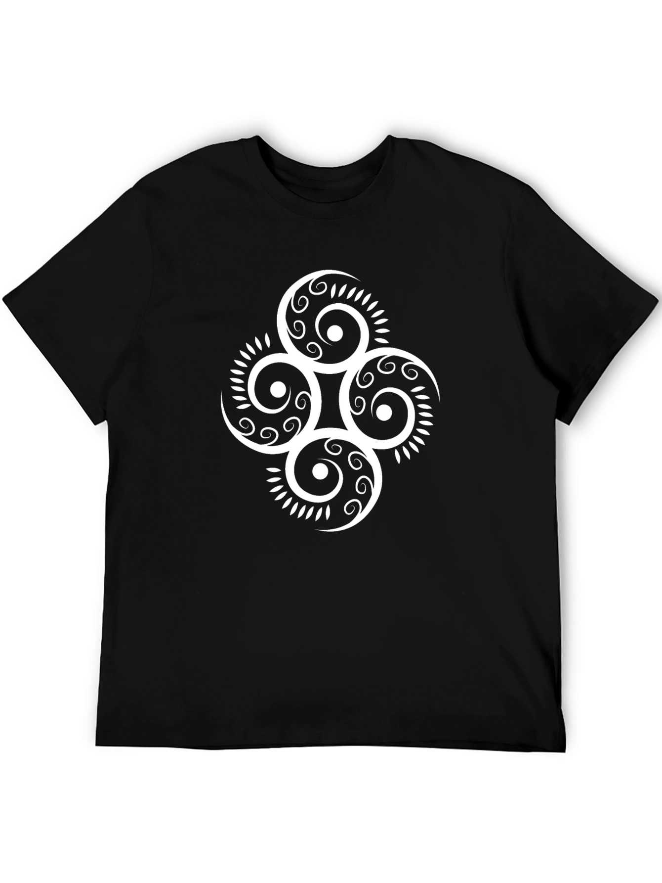Abstract Swirl Graphic Print Black T-Shirt