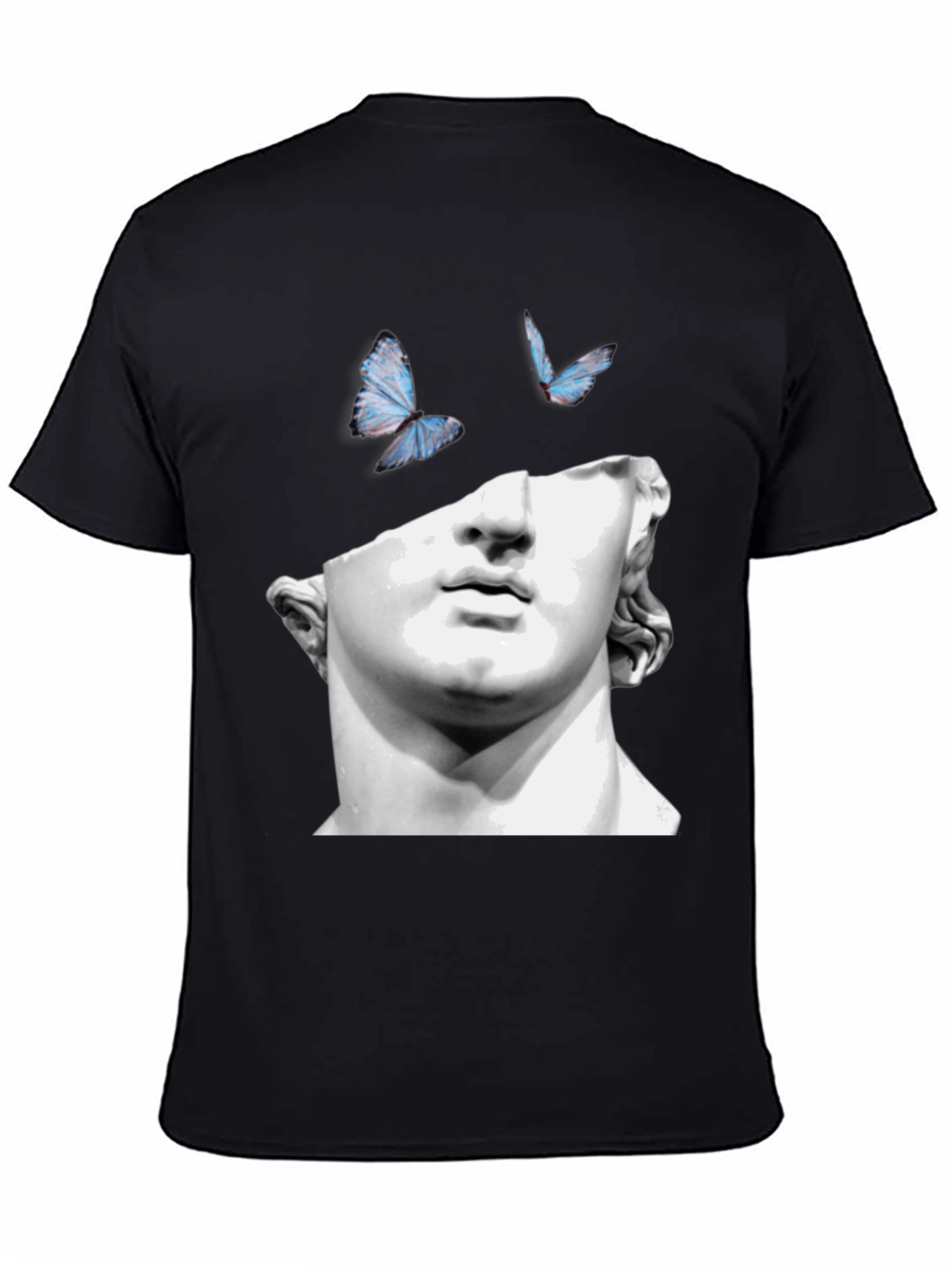 Sculpture & Butterfly Graphic Black T-Shirt