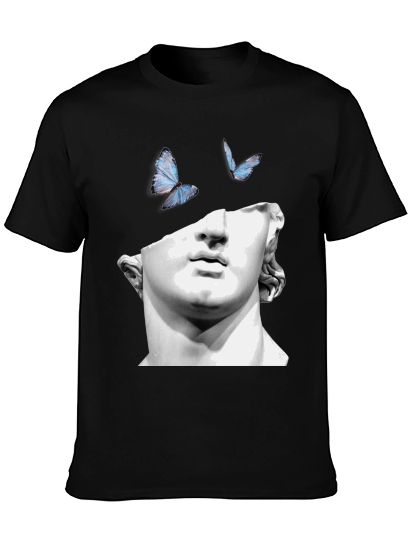 Sculpture & Butterfly Graphic Black T-Shirt