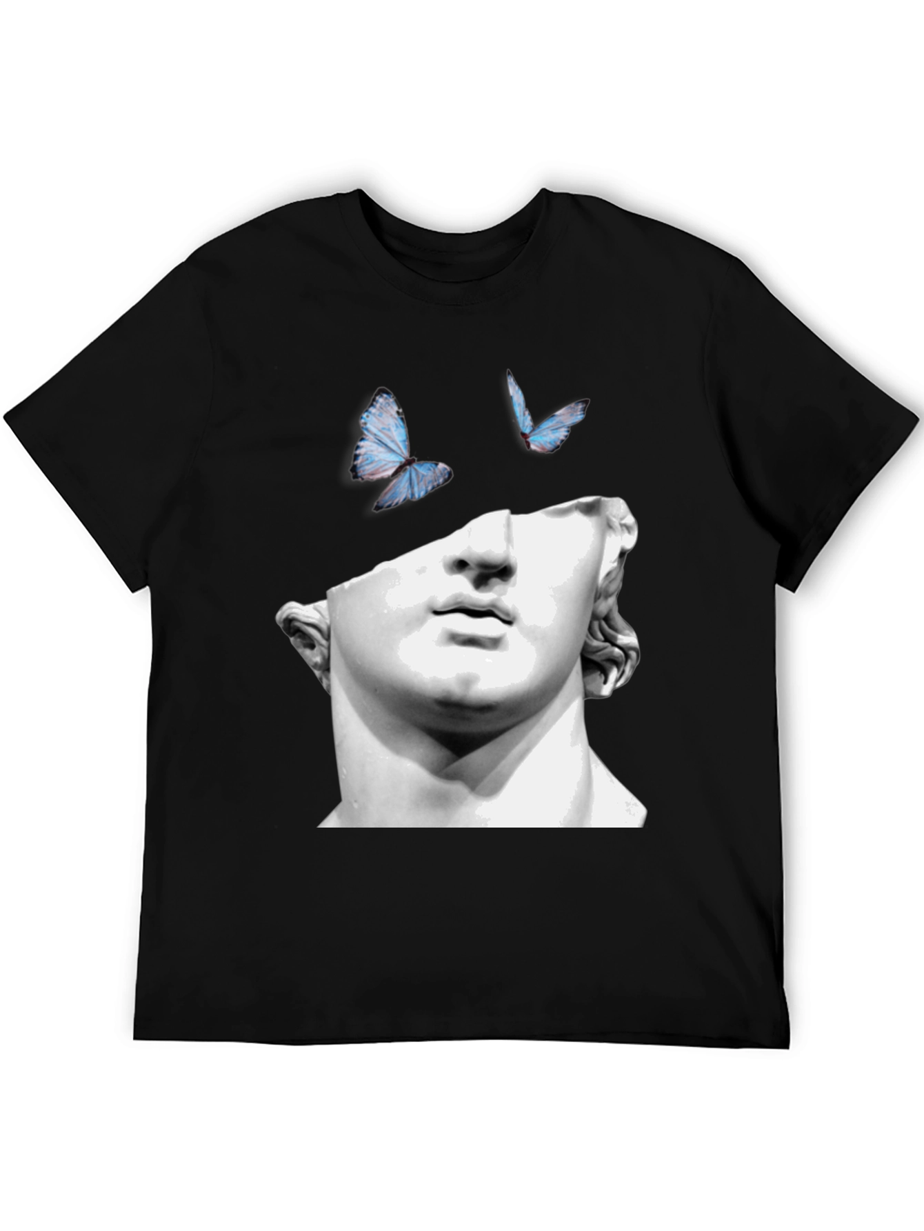 Sculpture & Butterfly Graphic Black T-Shirt
