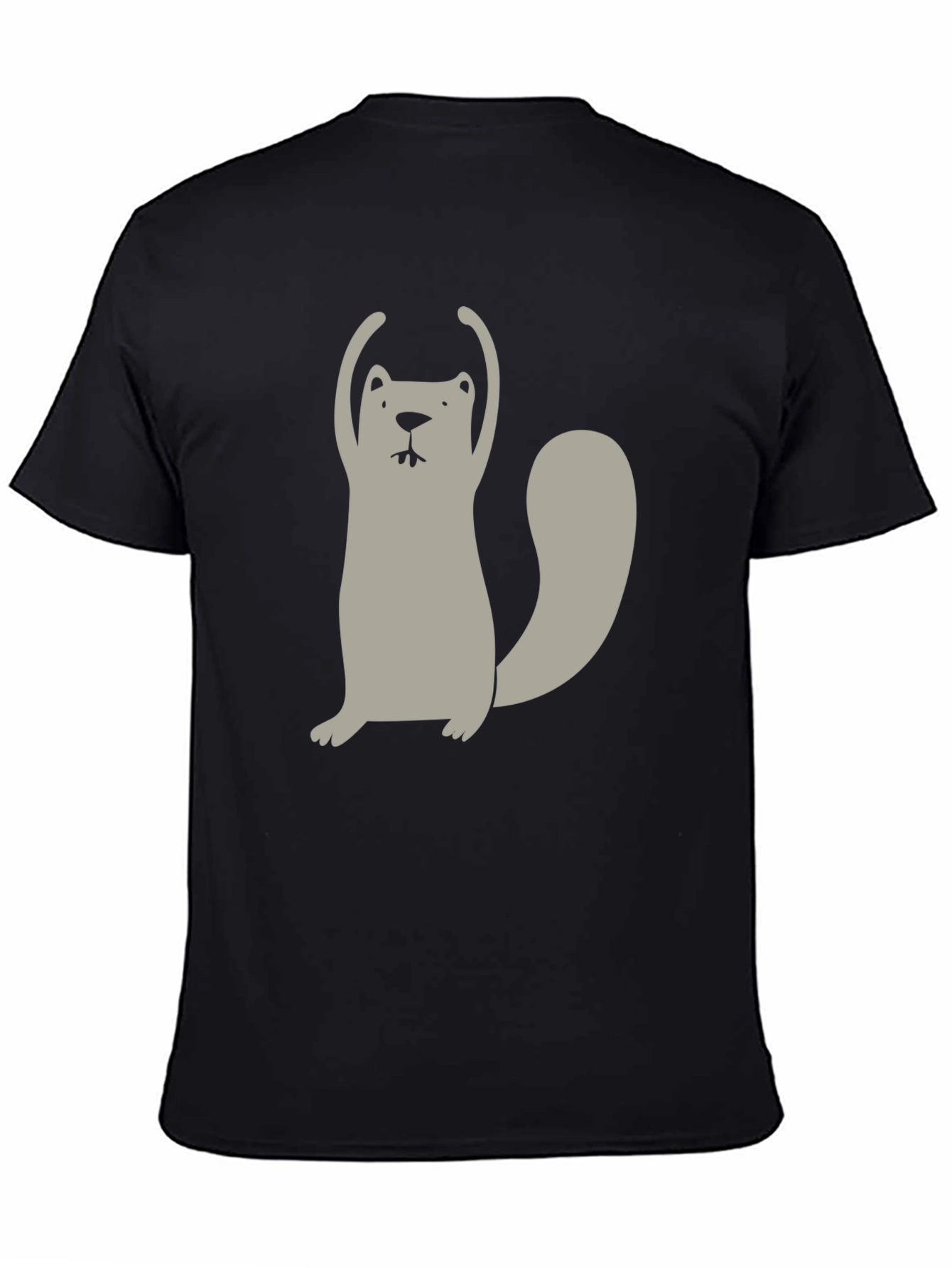 Funny Cartoon Beaver Black T-Shirt