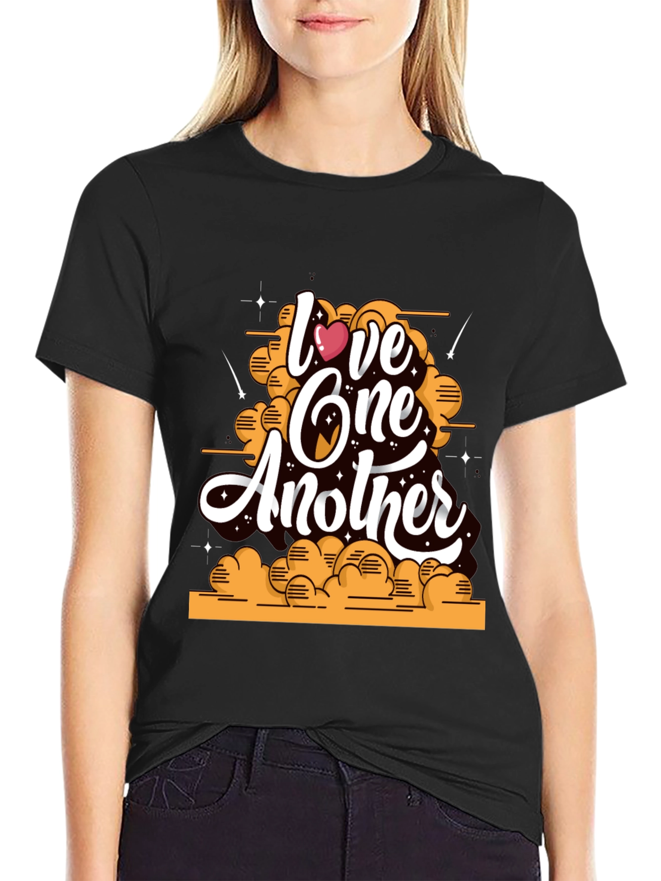 Love One Another Graphic Tee - Black Cotton Blend