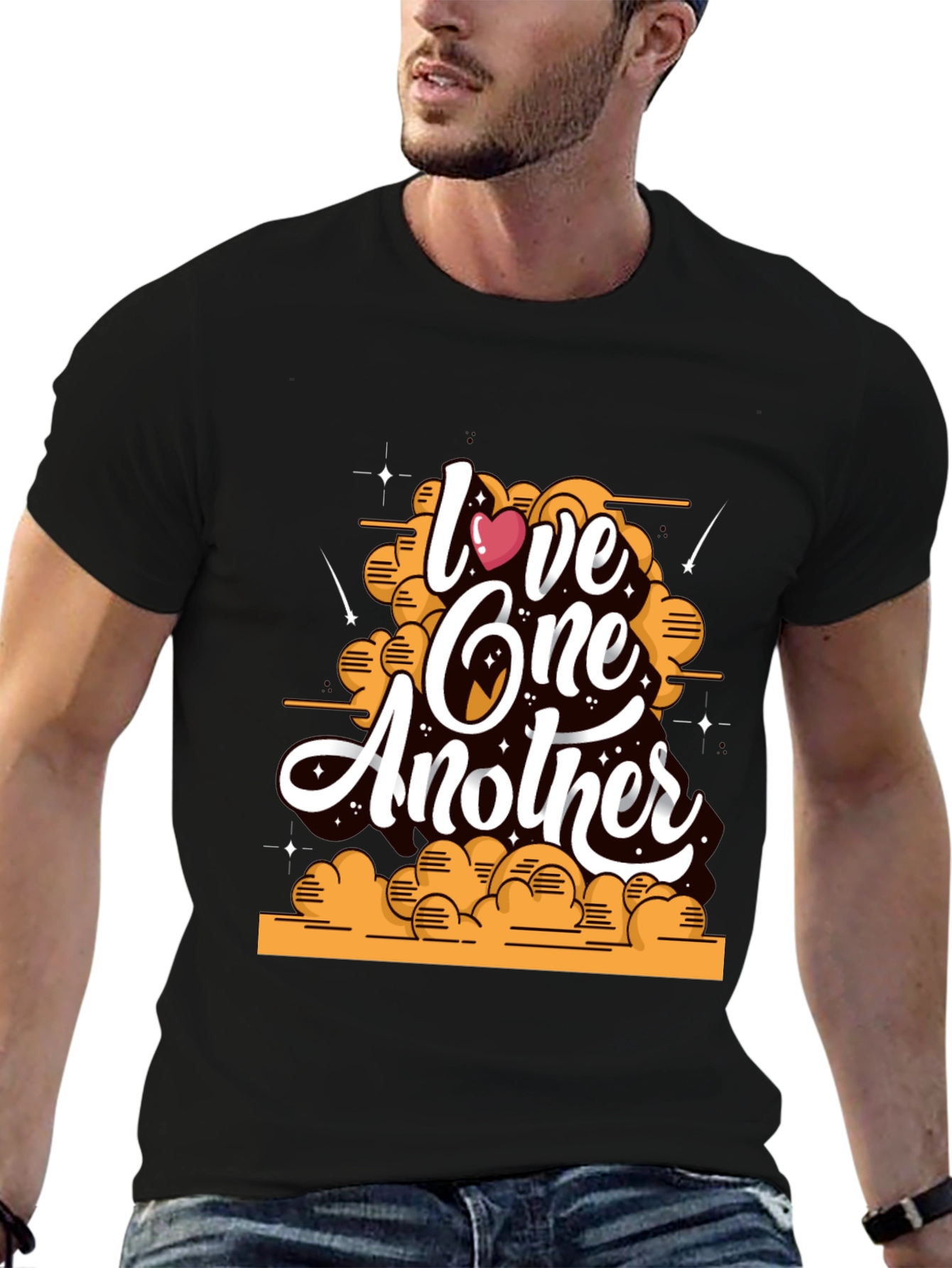Love One Another Graphic Tee - Black Cotton Blend