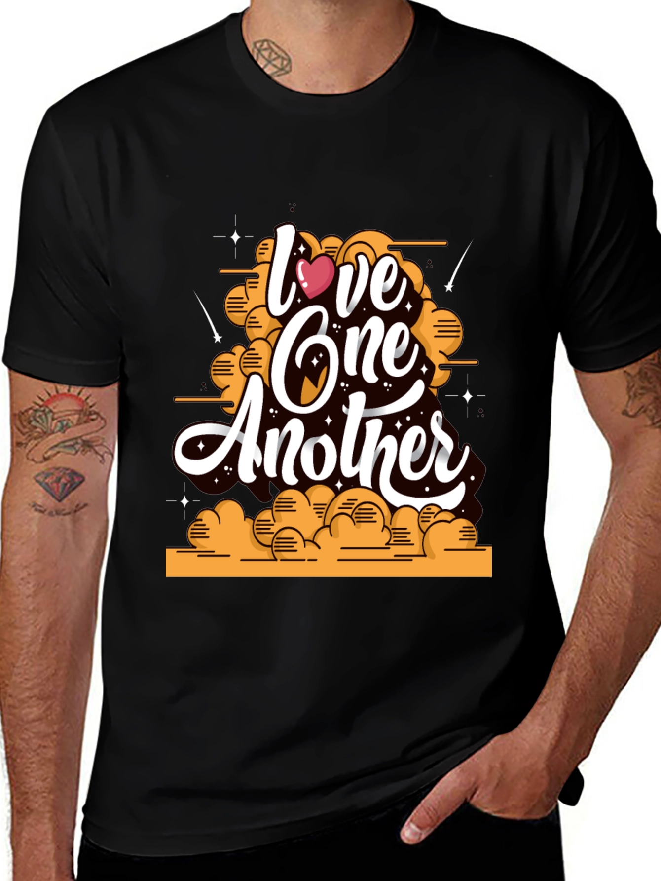 Love One Another Graphic Tee - Black Cotton Blend