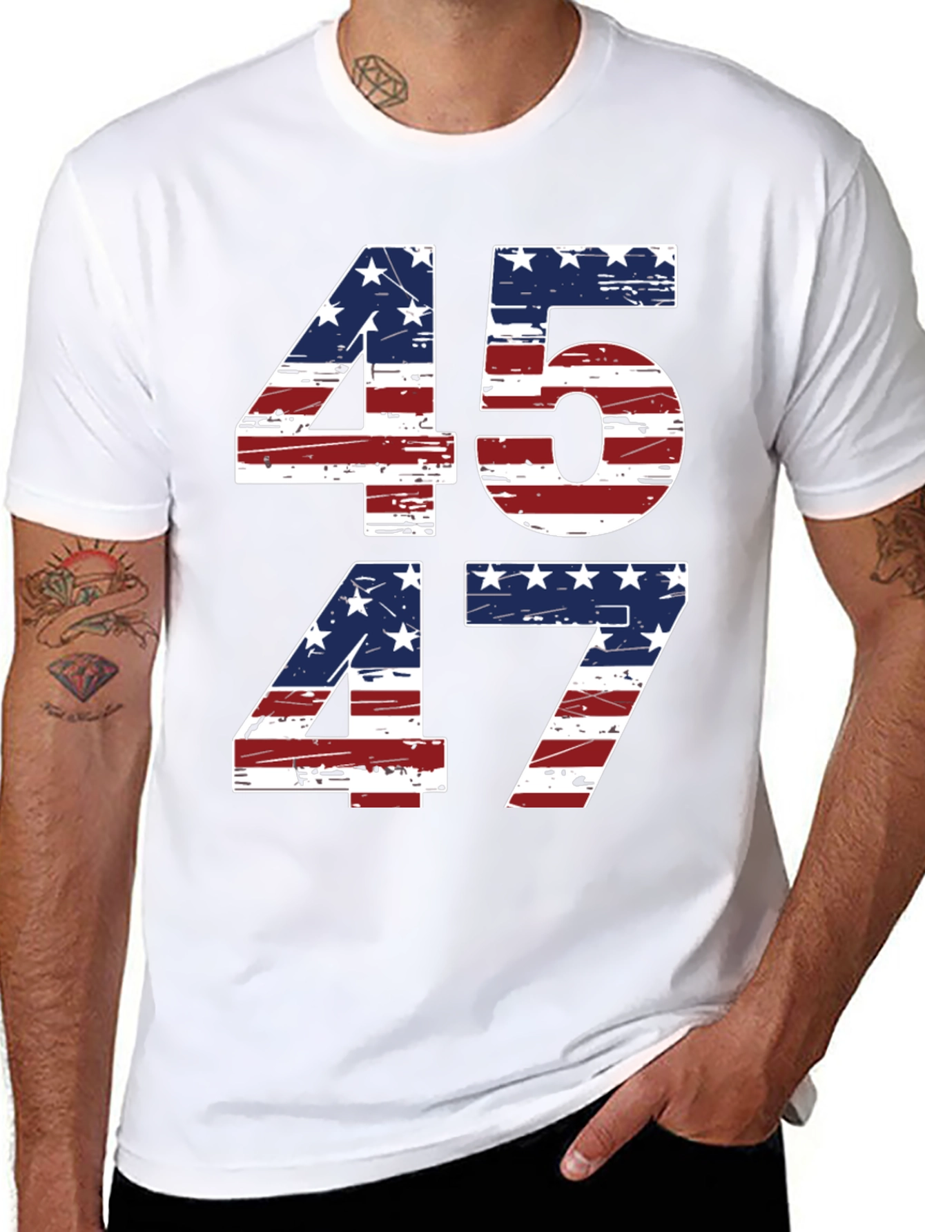 45 47 American Flag T-Shirt Patriotic