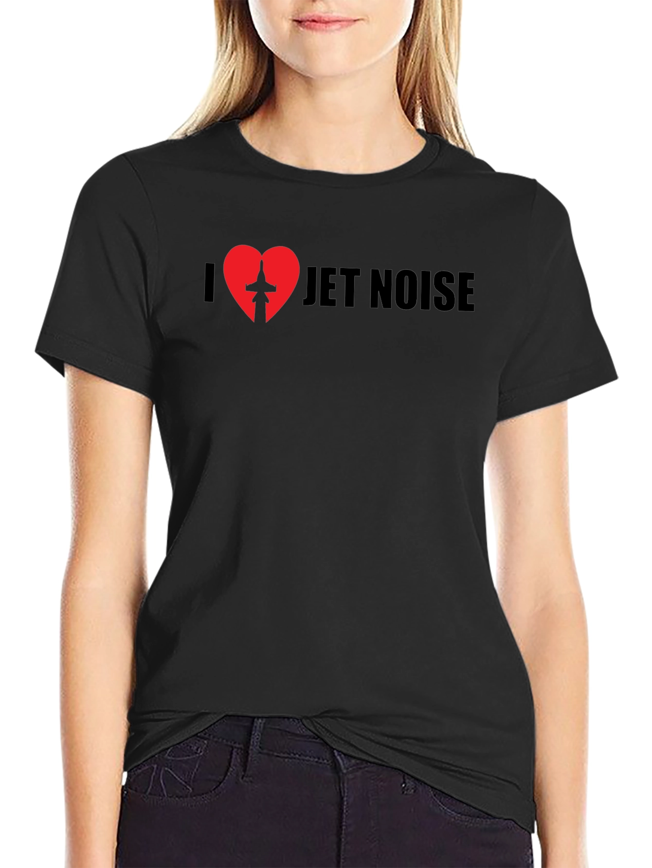 I Love Jet Noise Black Graphic T-Shirt