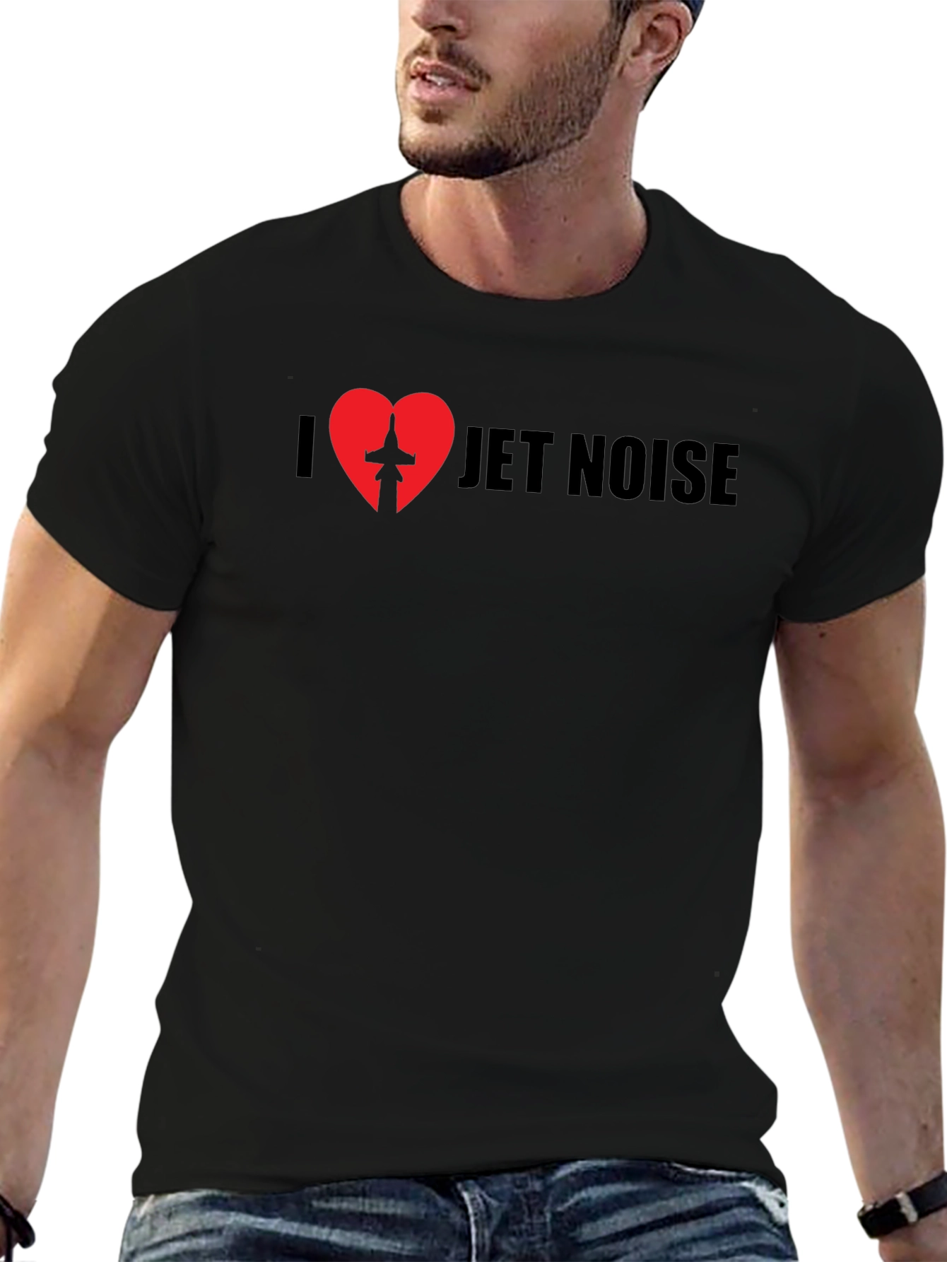 I Love Jet Noise Black Graphic T-Shirt