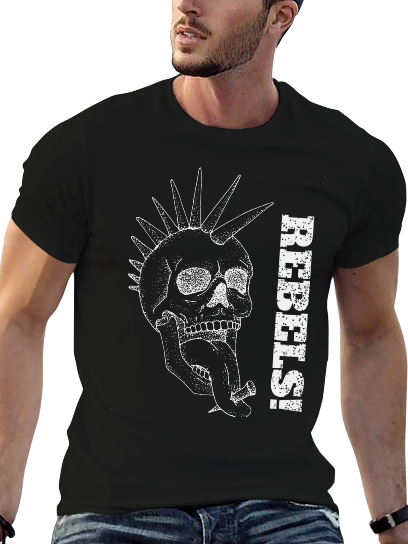 Rebels Skull Graphic Black T-Shirt