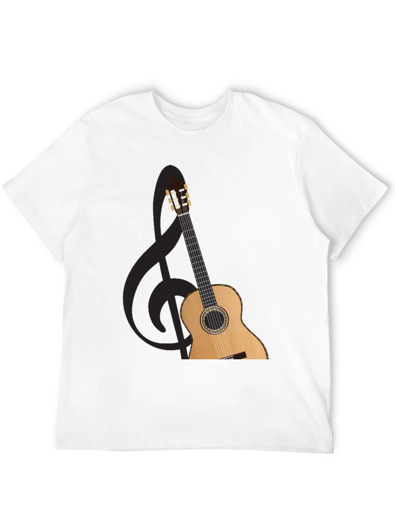 Guitar and Treble Clef Graphic T-Shirt