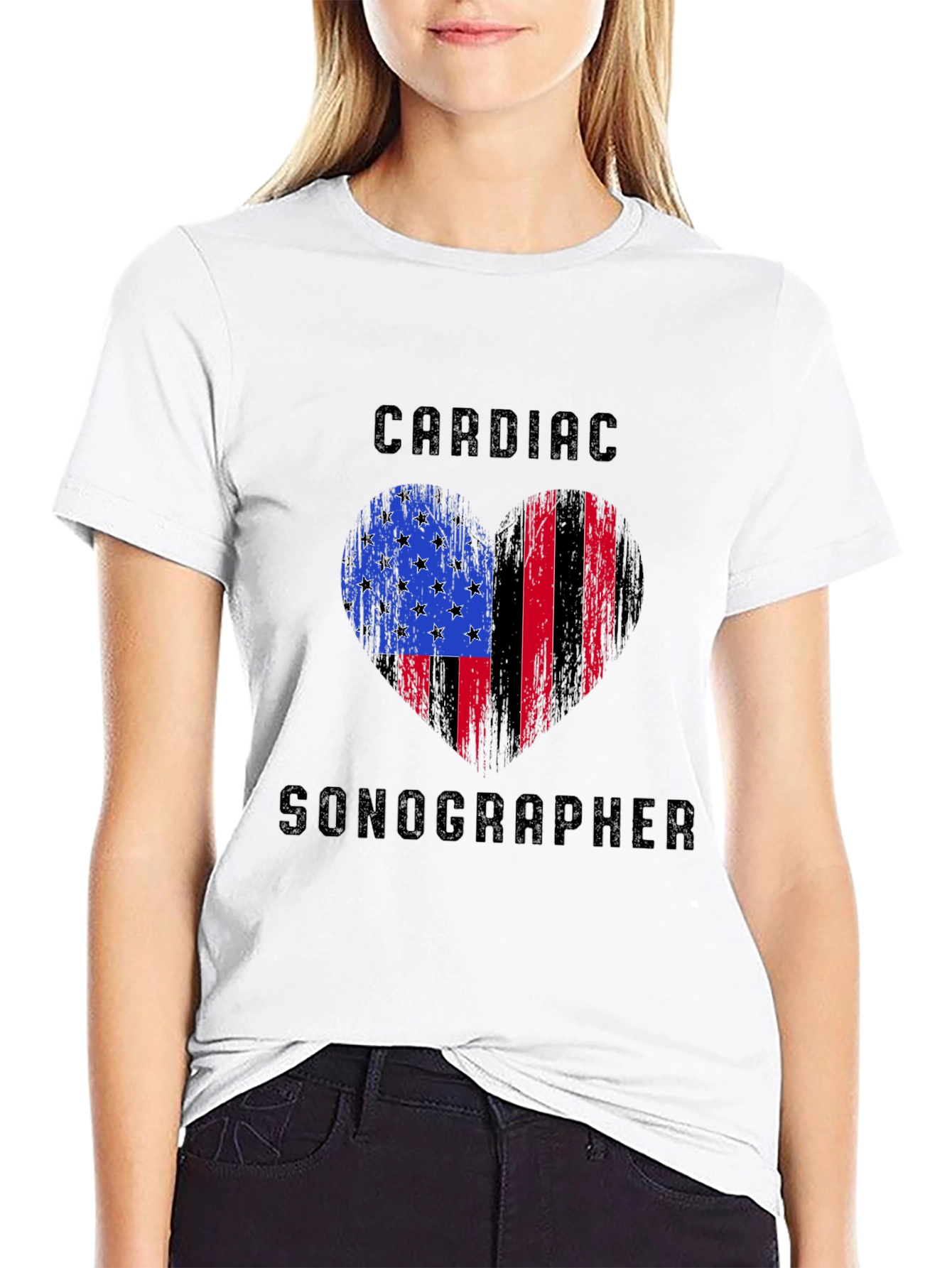 Cardiac Sonographer Heart Flag T-Shirt