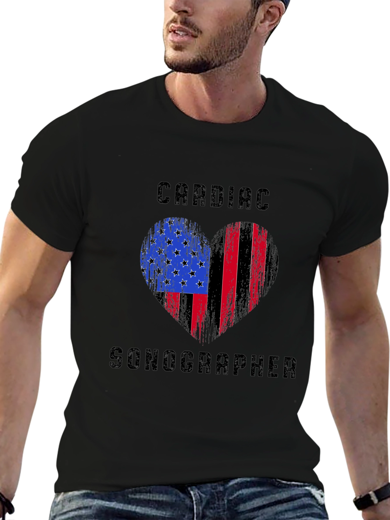 Cardiac Sonographer Heart Flag T-Shirt