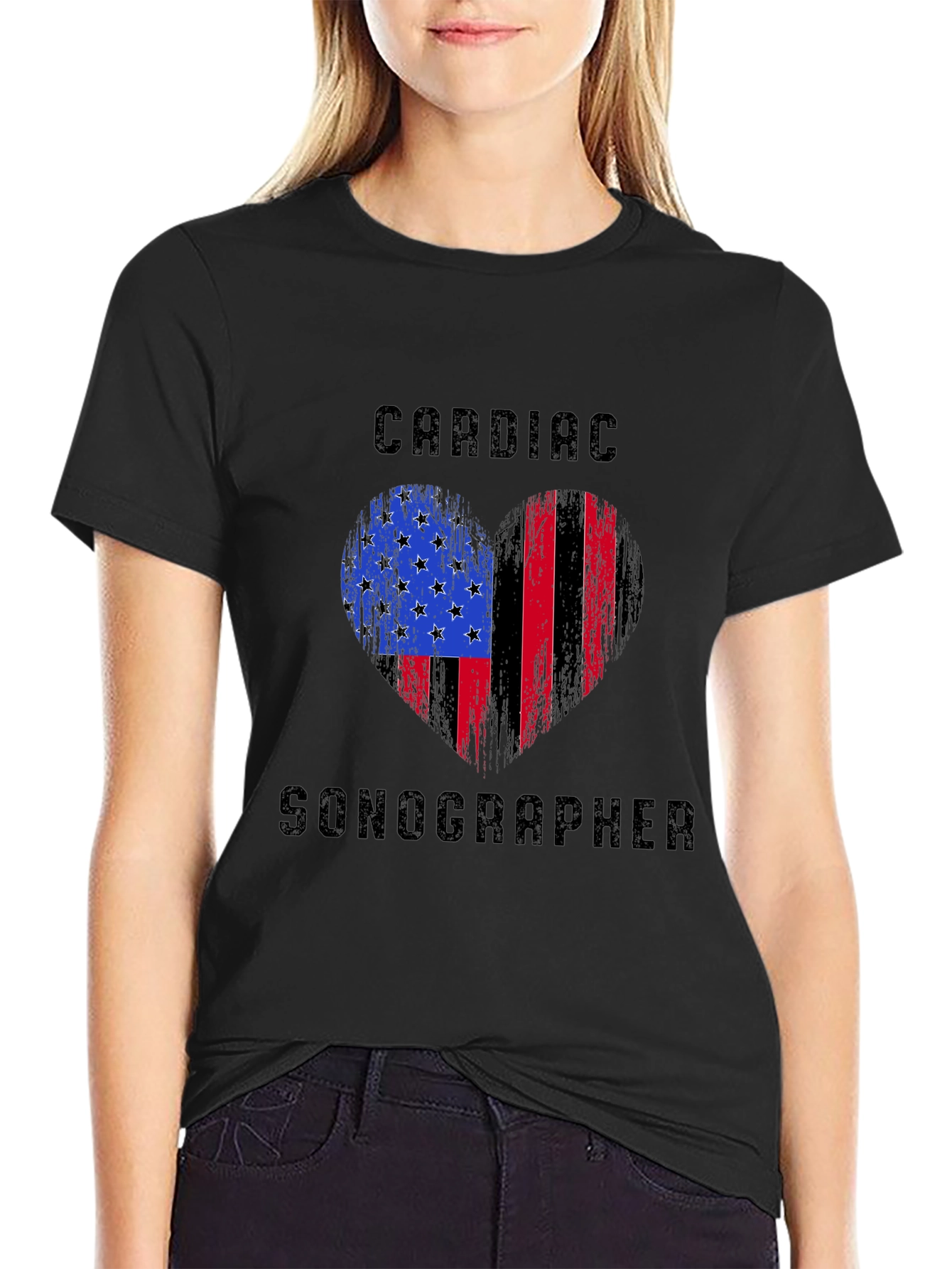 Cardiac Sonographer Heart Flag T-Shirt
