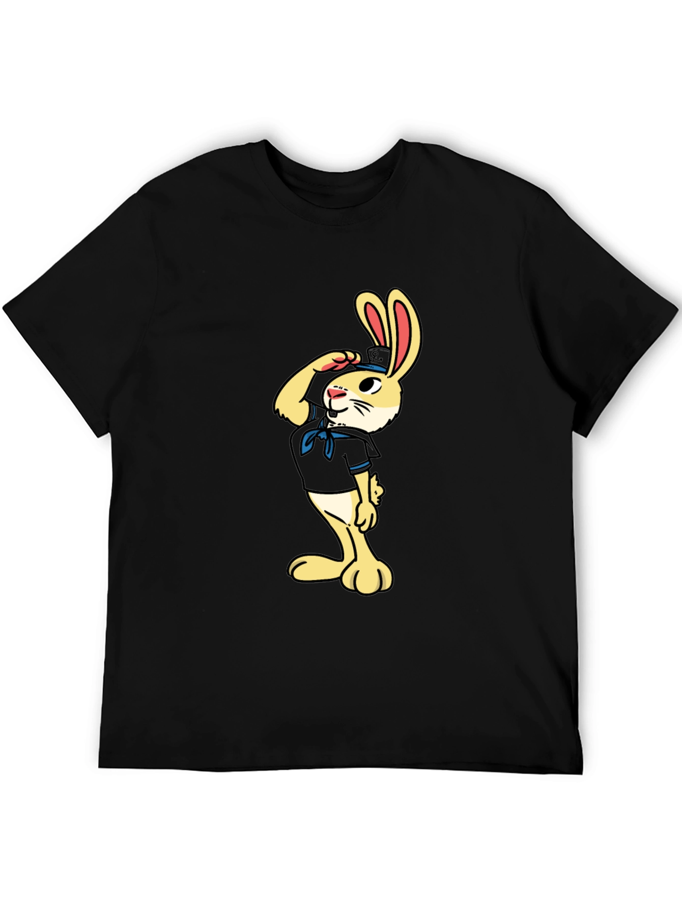 Sailor Rabbit Graphic Tee - Black Cotton T-Shirt