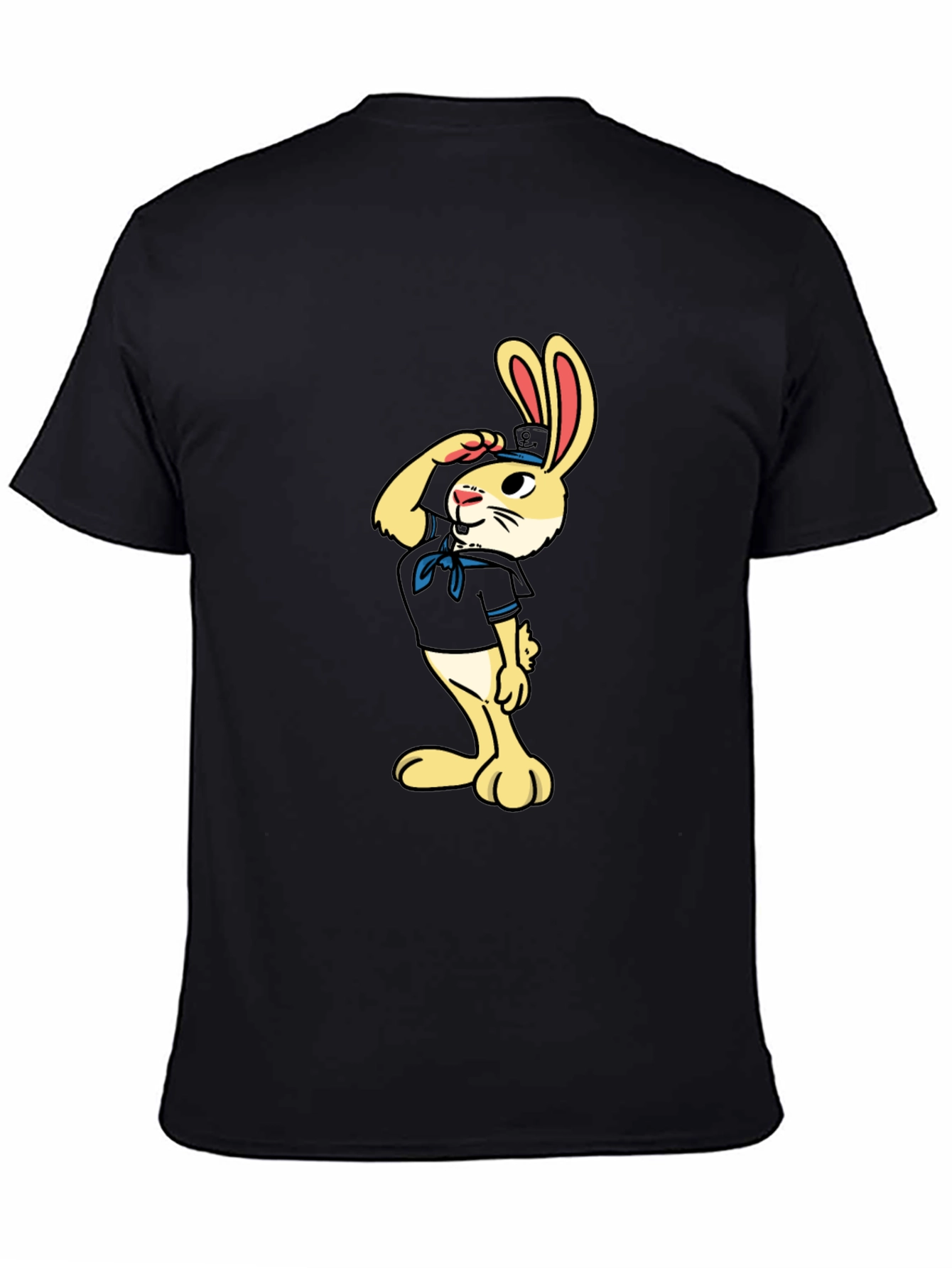 Sailor Rabbit Graphic Tee - Black Cotton T-Shirt